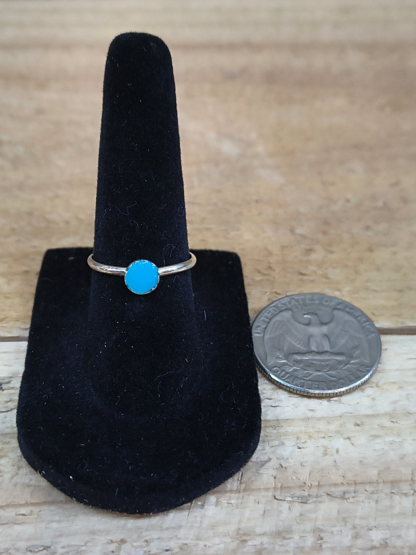 Dainty Round Turquoise Ring