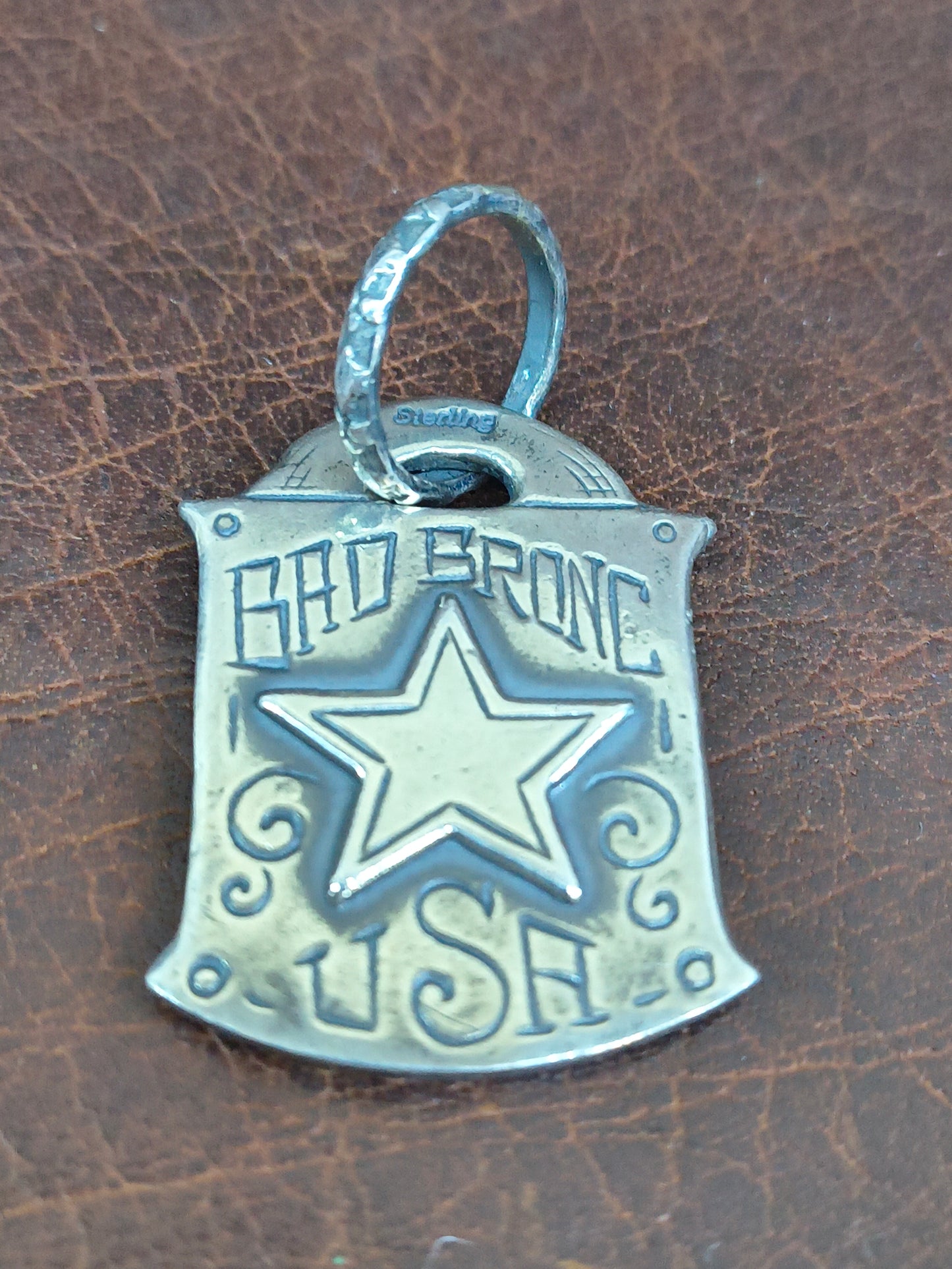 “Luggage Tag” Reversible Pendant by Bad Bronc