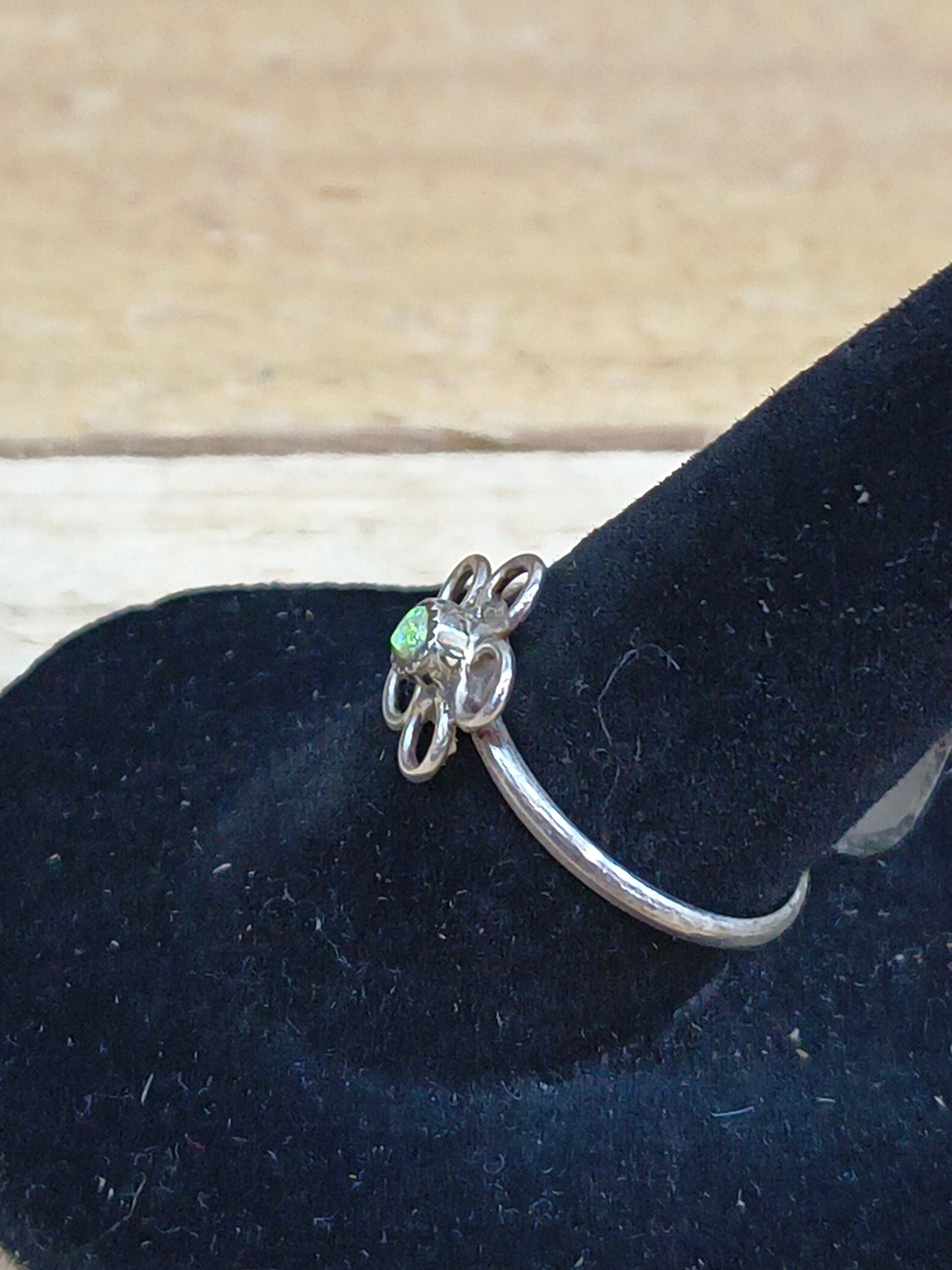 7.5 Tiny Opal Flower Ring