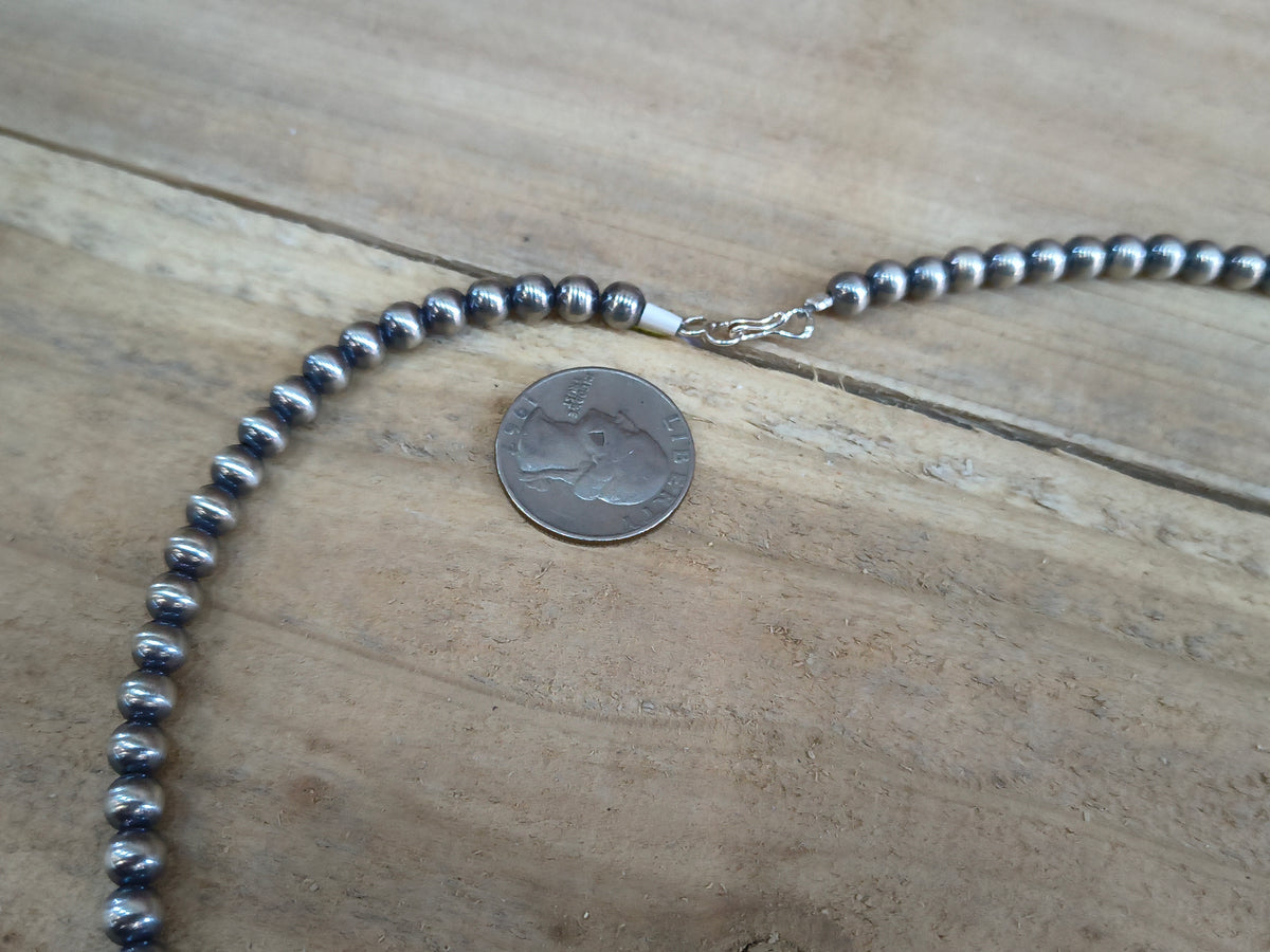 22” 6mm Navajo Style Pearl Necklace Strung by Louise Joe, Navajo