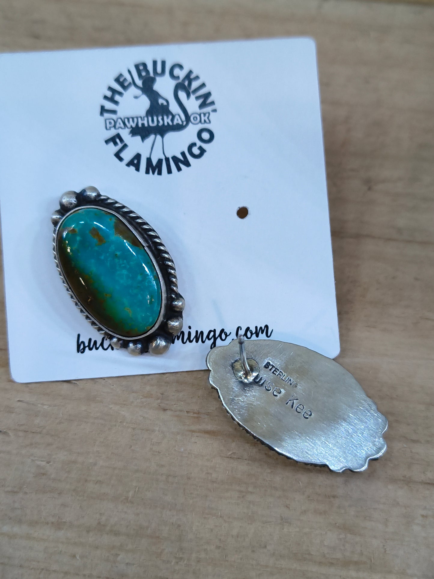 Kingman Turquoise Top Post Earrings by Elouise Kee, Navajo