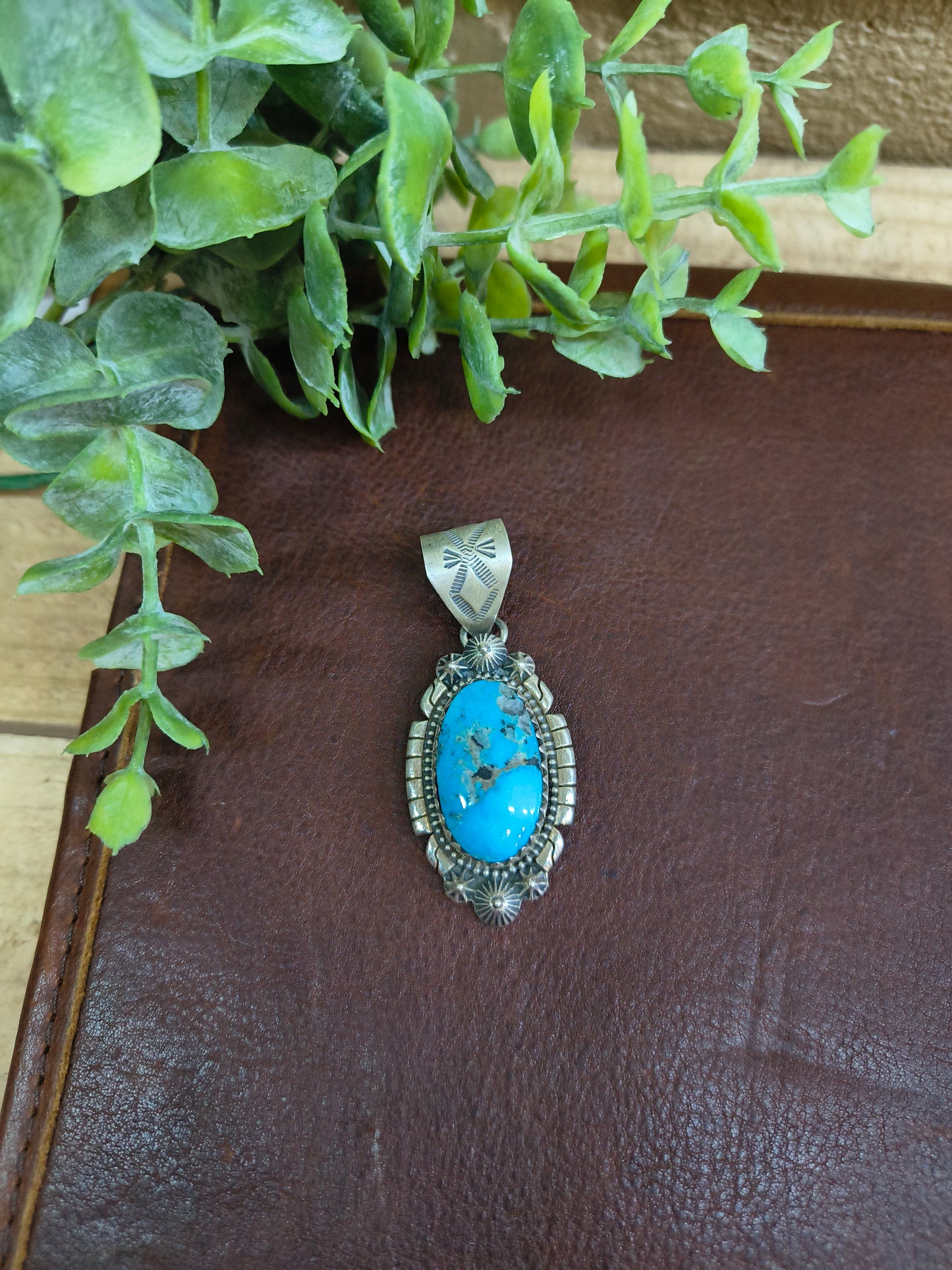 Oval Turquoise Pendant with 10mm Bail