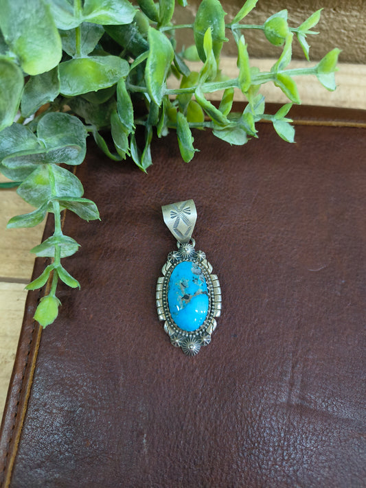 Oval Turquoise Pendant with 10mm Bail