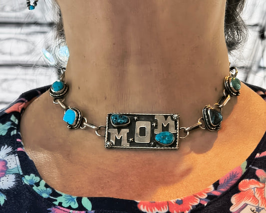 16" Mom 6 Stone Choker/Necklace by Christina Jackson, Navajo