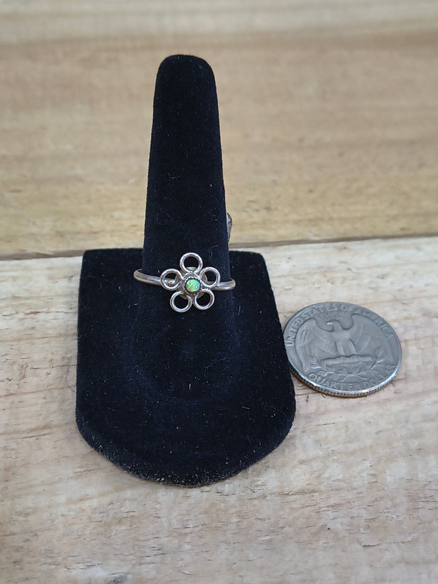 7.5 Tiny Opal Flower Ring
