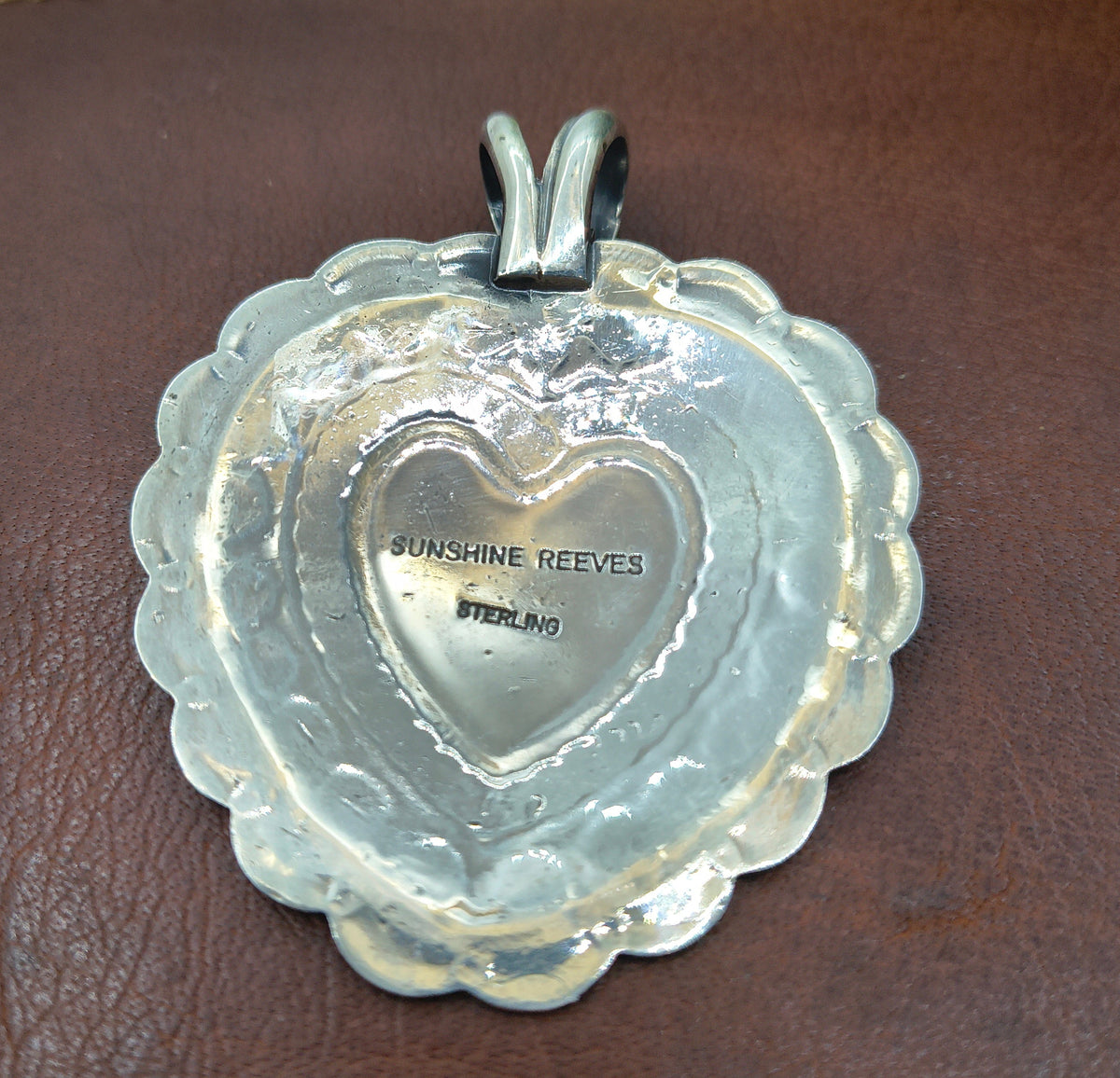 Sterling Silver Heart Pendant by Sunshine Reeves, Navajo 8.5mm Bale