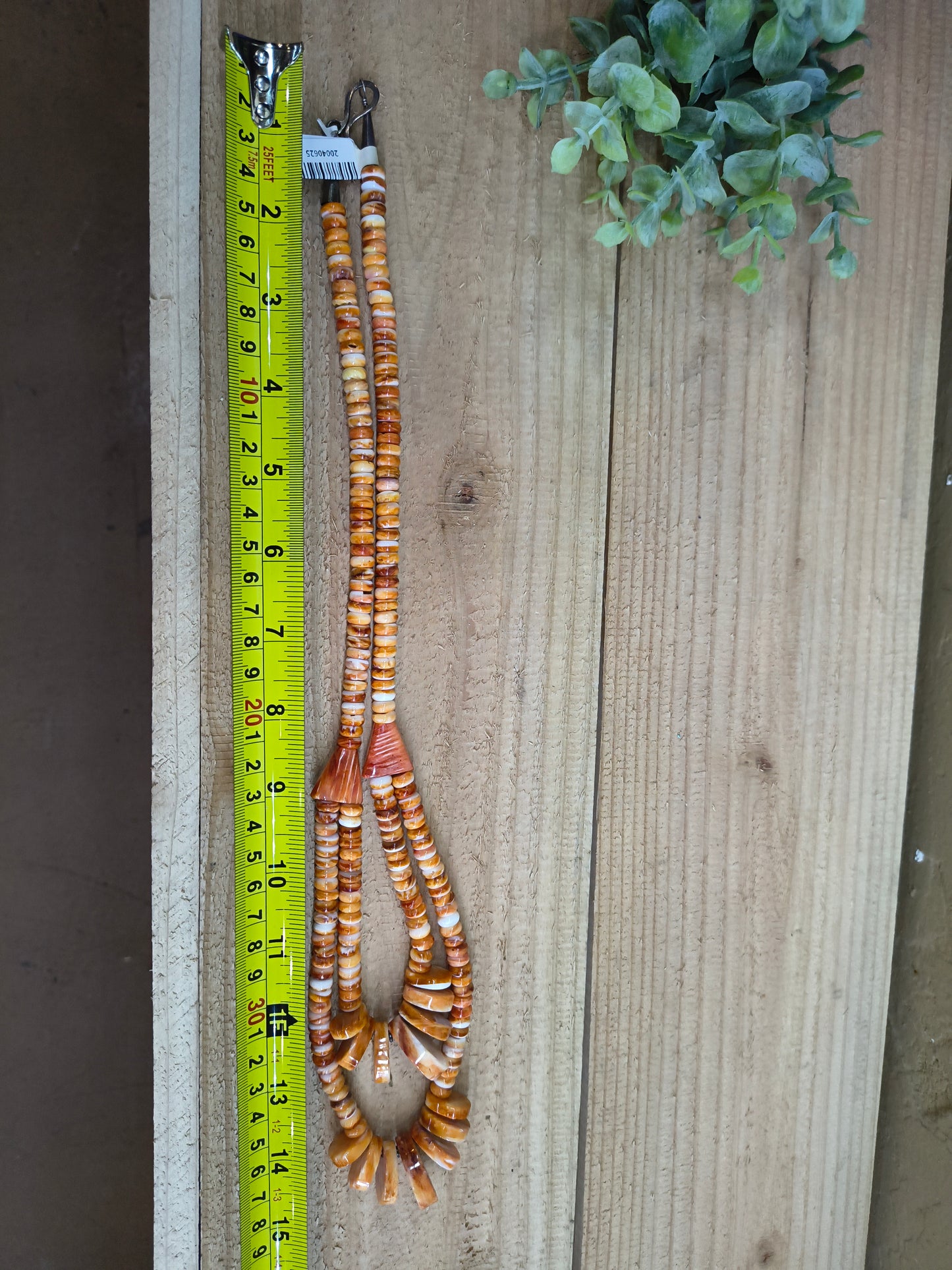 30" Orange Spiny Oyster Double Necklace