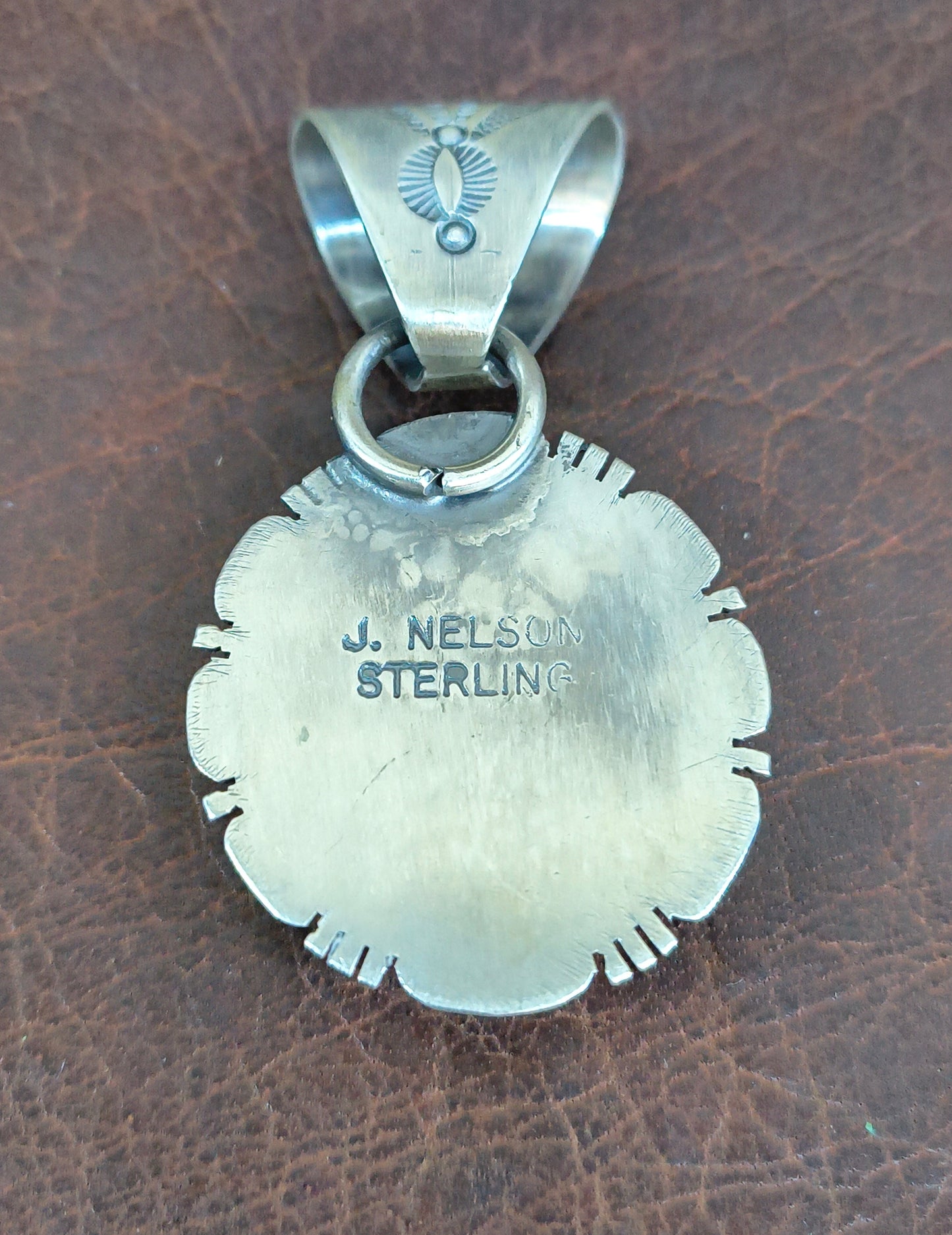 High Grade Kingman Turquoise Pendant 10mm Bail by John Nelson, Navajo