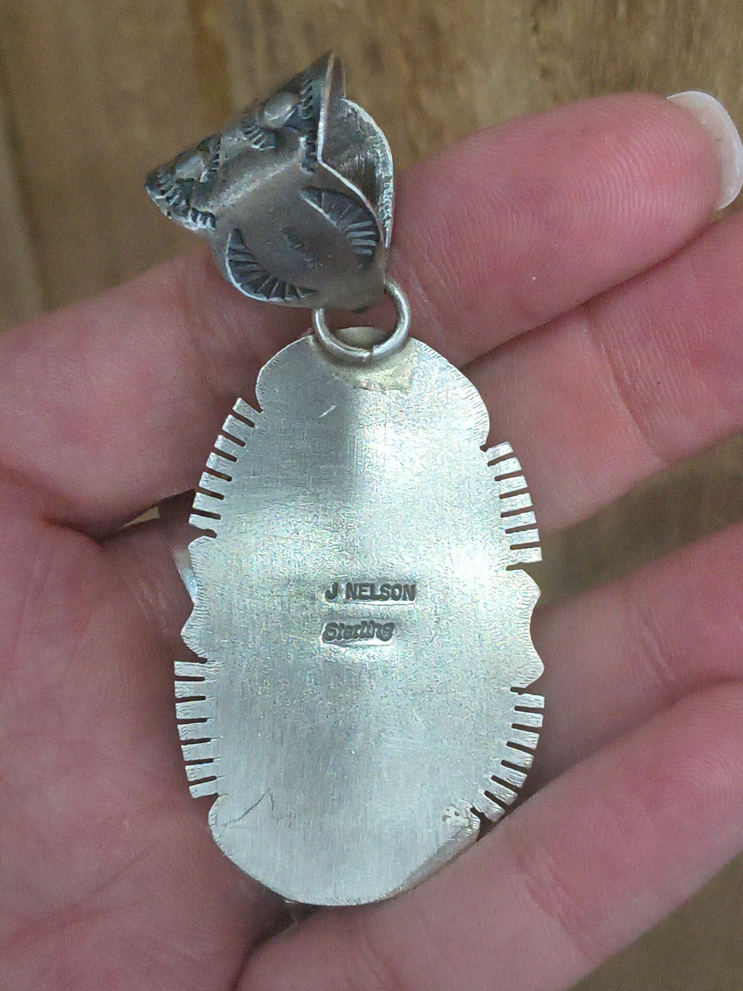 Old Kings Manassa Turquoise Pendant with a 12mm bail by John Nelson, Navajo