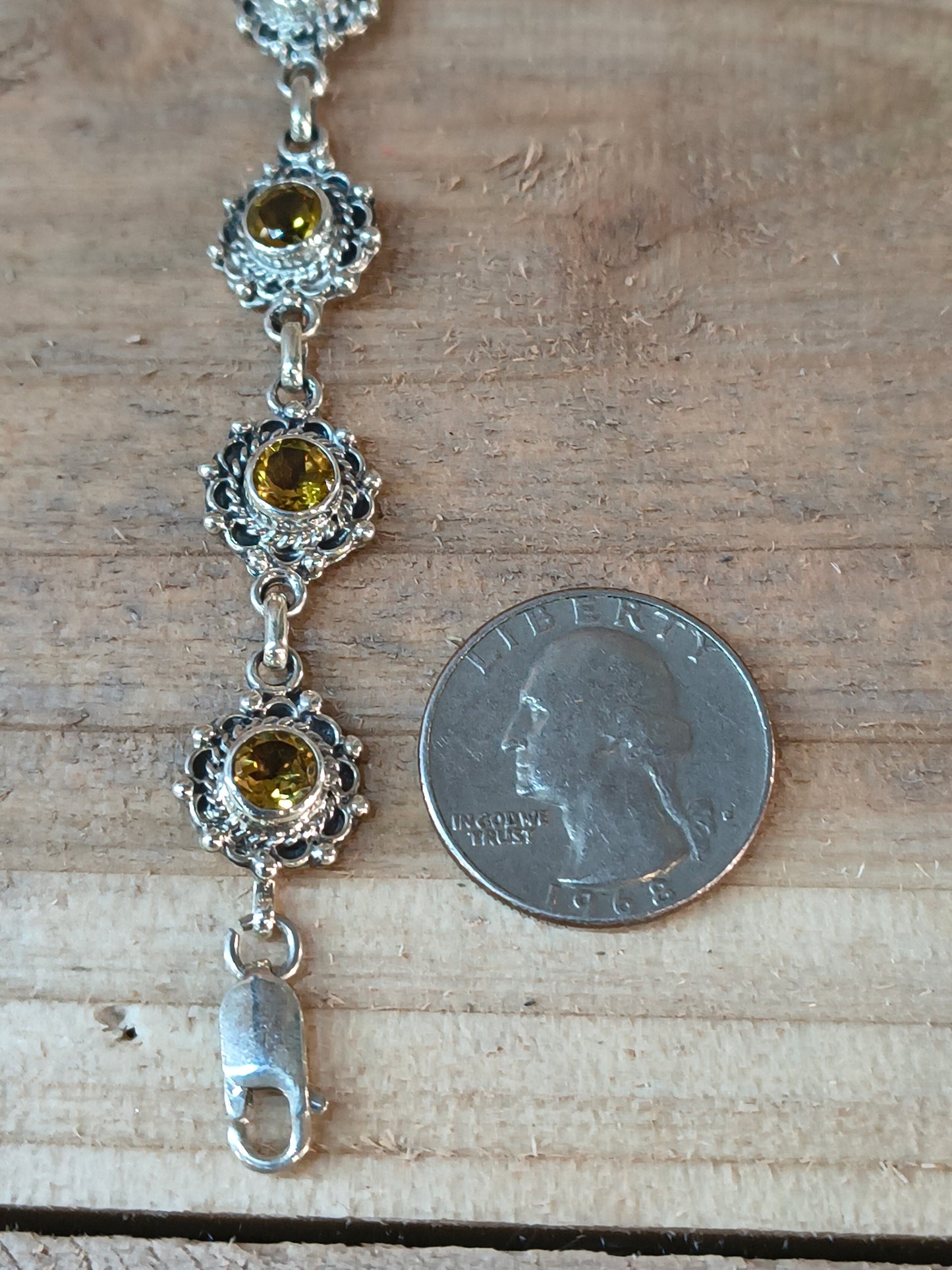 6"-7 1/4" Citrine Bracelet by Charlene Yazzie, Navajo
