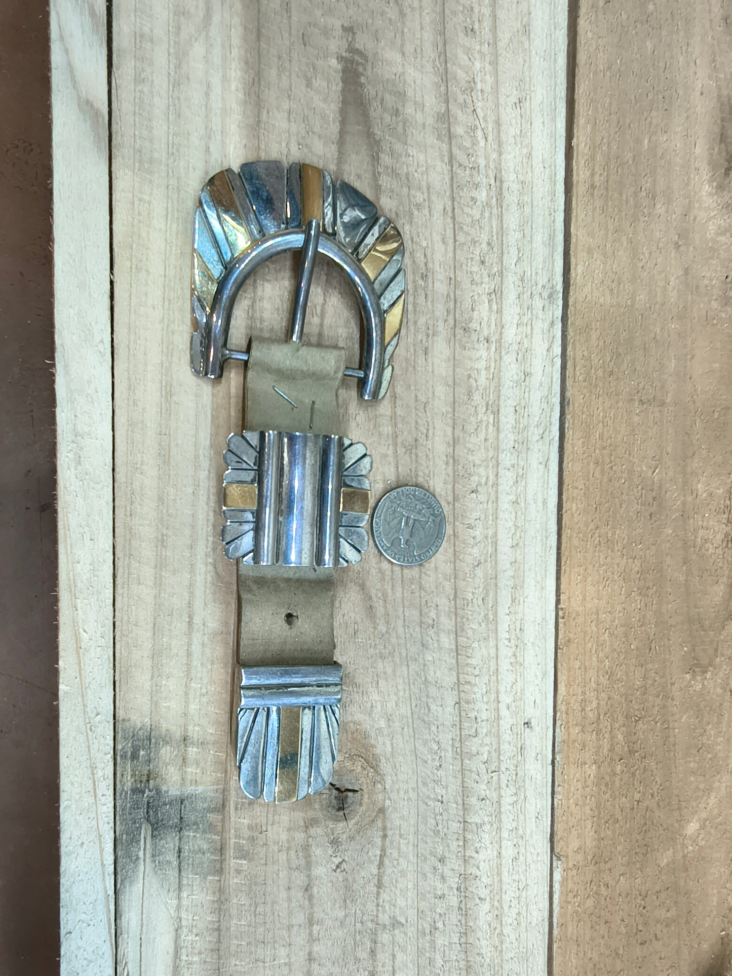 3 Pc. Buckle Set Sterling and 14K Gold by JL