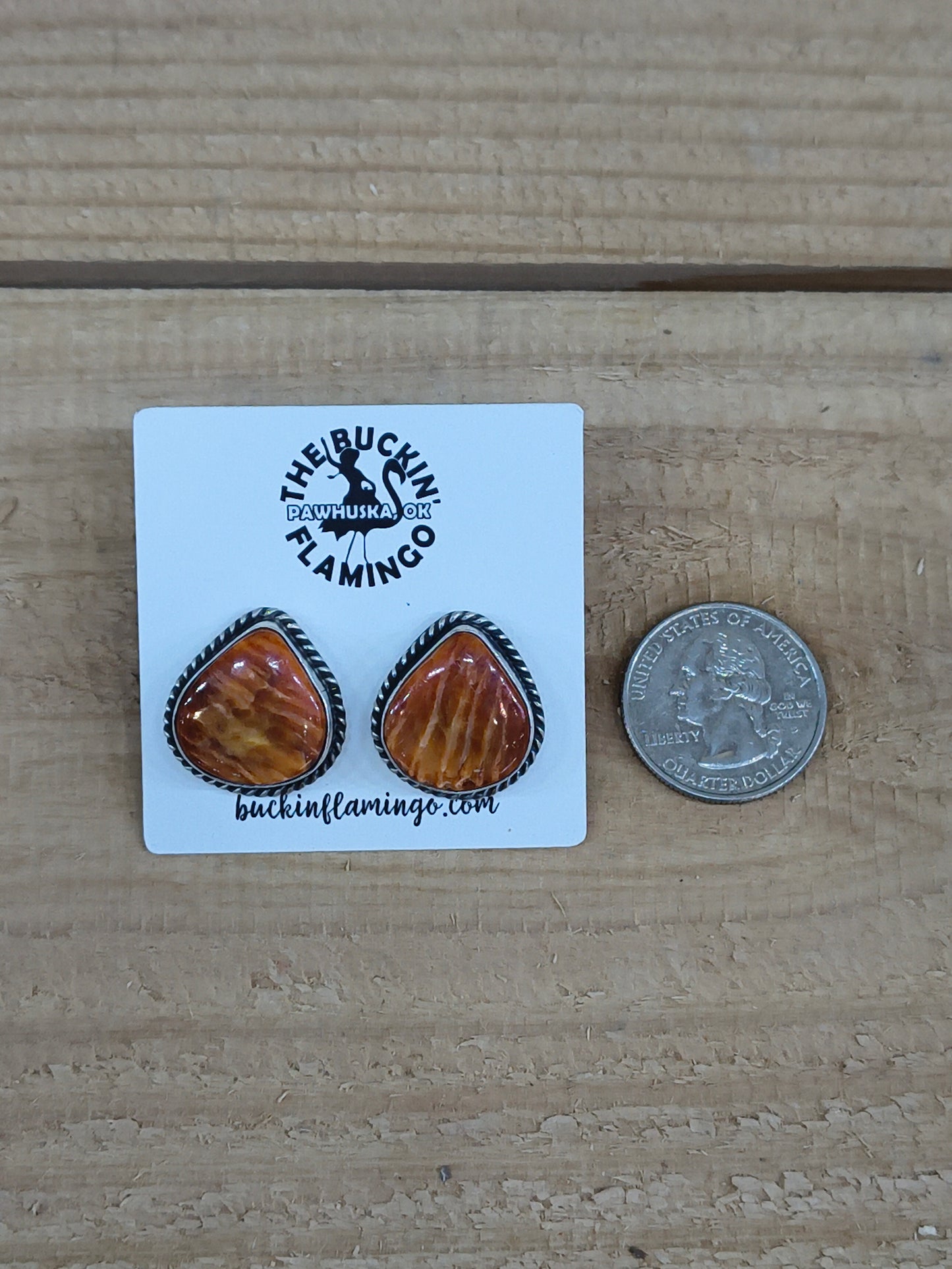 Spiny Oyster Shell Post Earrings by Chassity Belone, Navajo