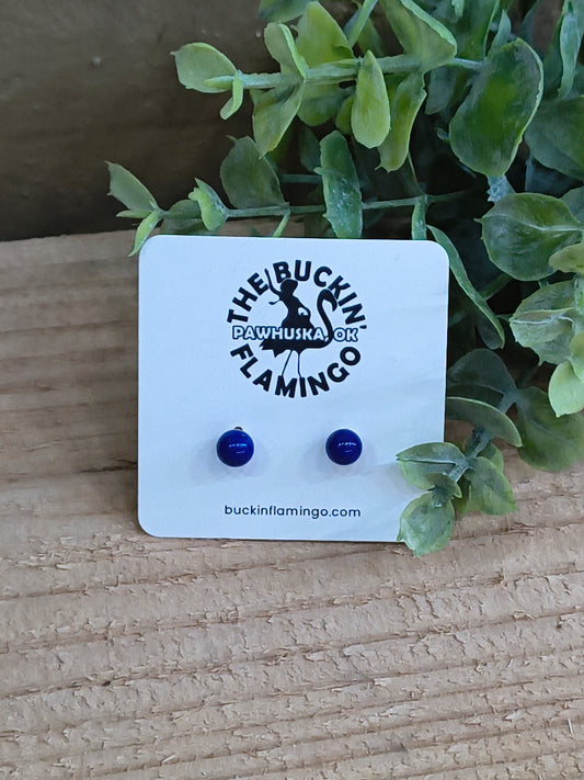 Blue Lapis 6 mm Ball Earrings