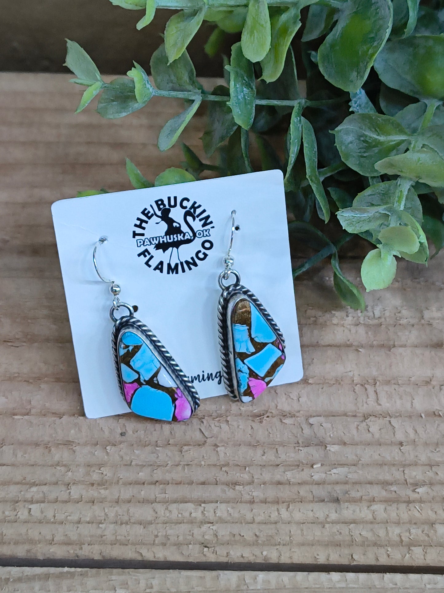 Cotton Candy Dangle Earrings by Chassity Belone, Navajo