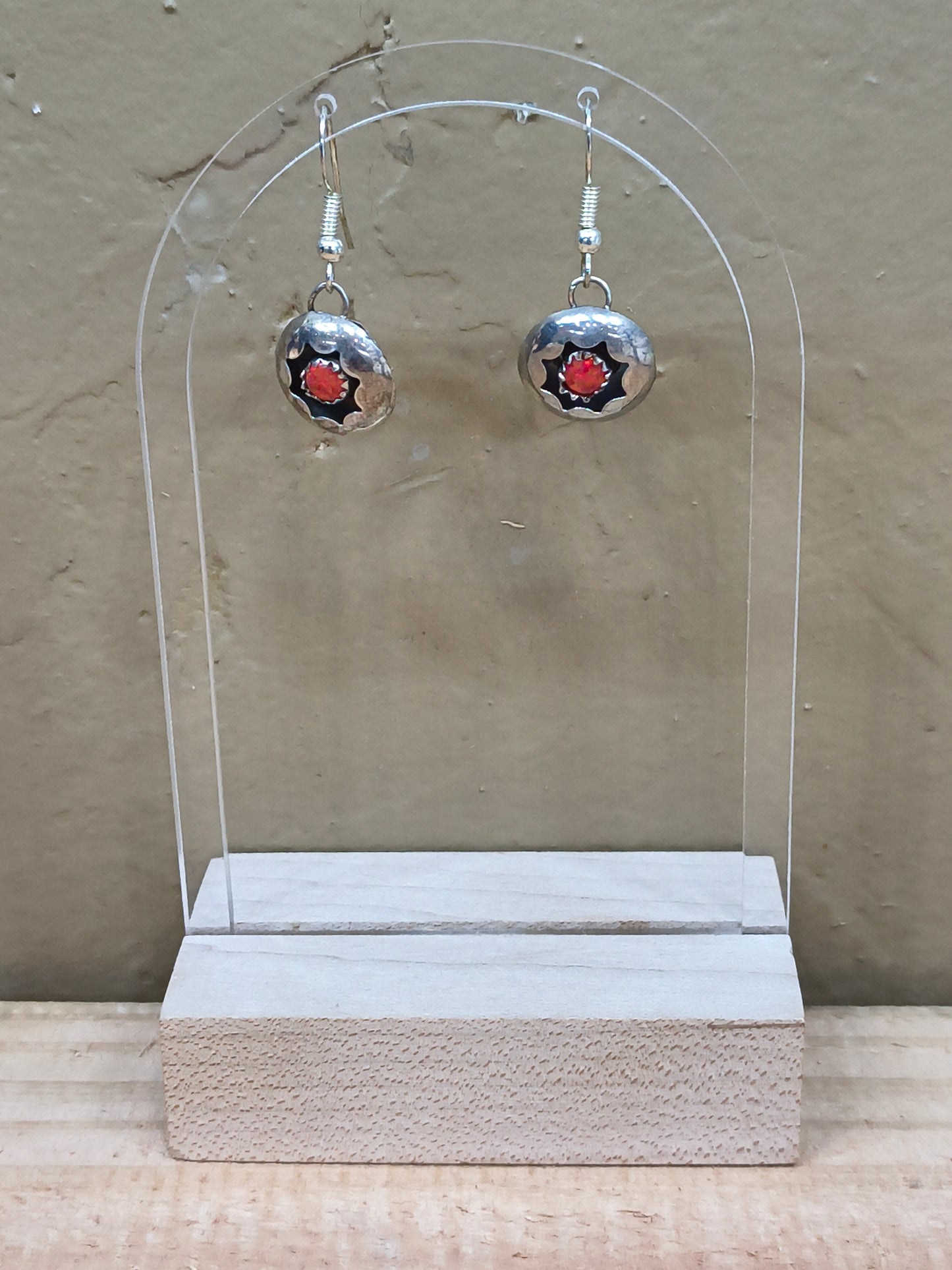 Red Opal Shadowbox Dangle Earrings