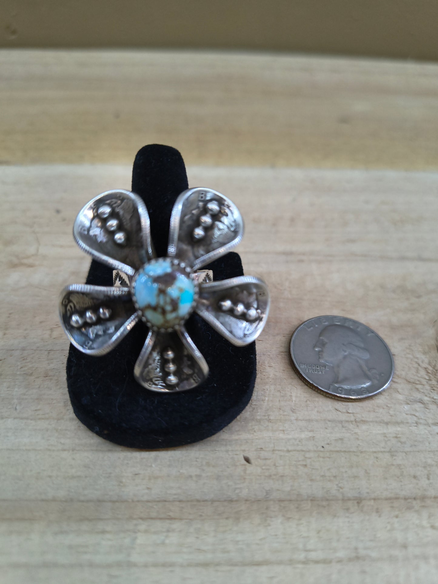 Golden Hills Mercury Dime Adjustable Ring by James Begay, Jr., Navajo
