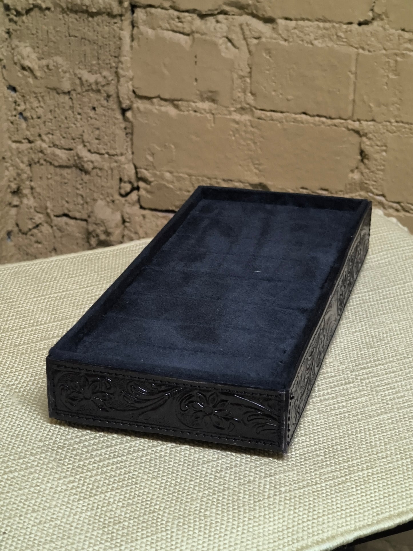 Large Tooled Leather Ring Display Box