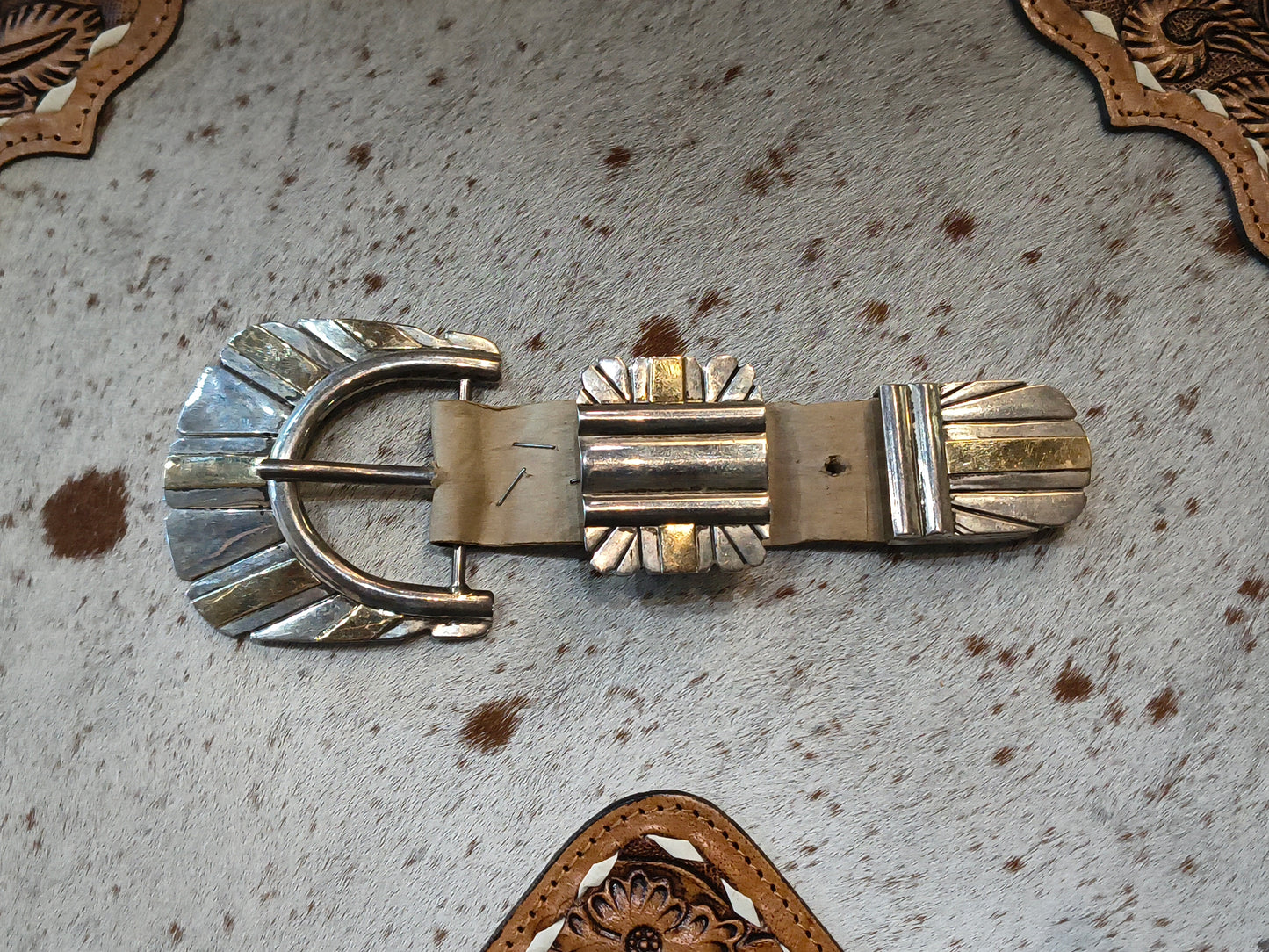 3 Pc. Buckle Set Sterling and 14K Gold by JL