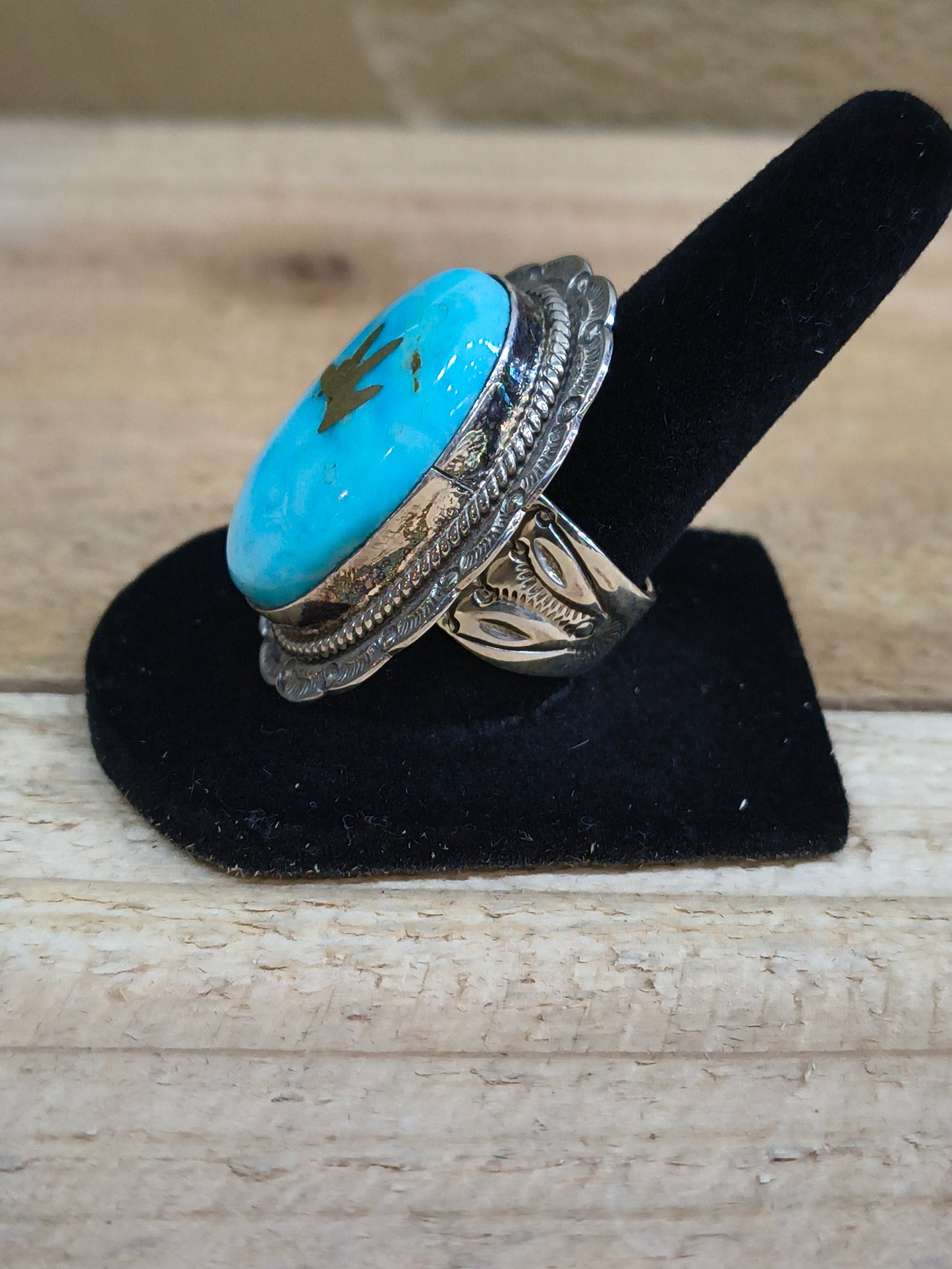 7 Kingman Turquoise Ring by Gilbert Platero, Navajo