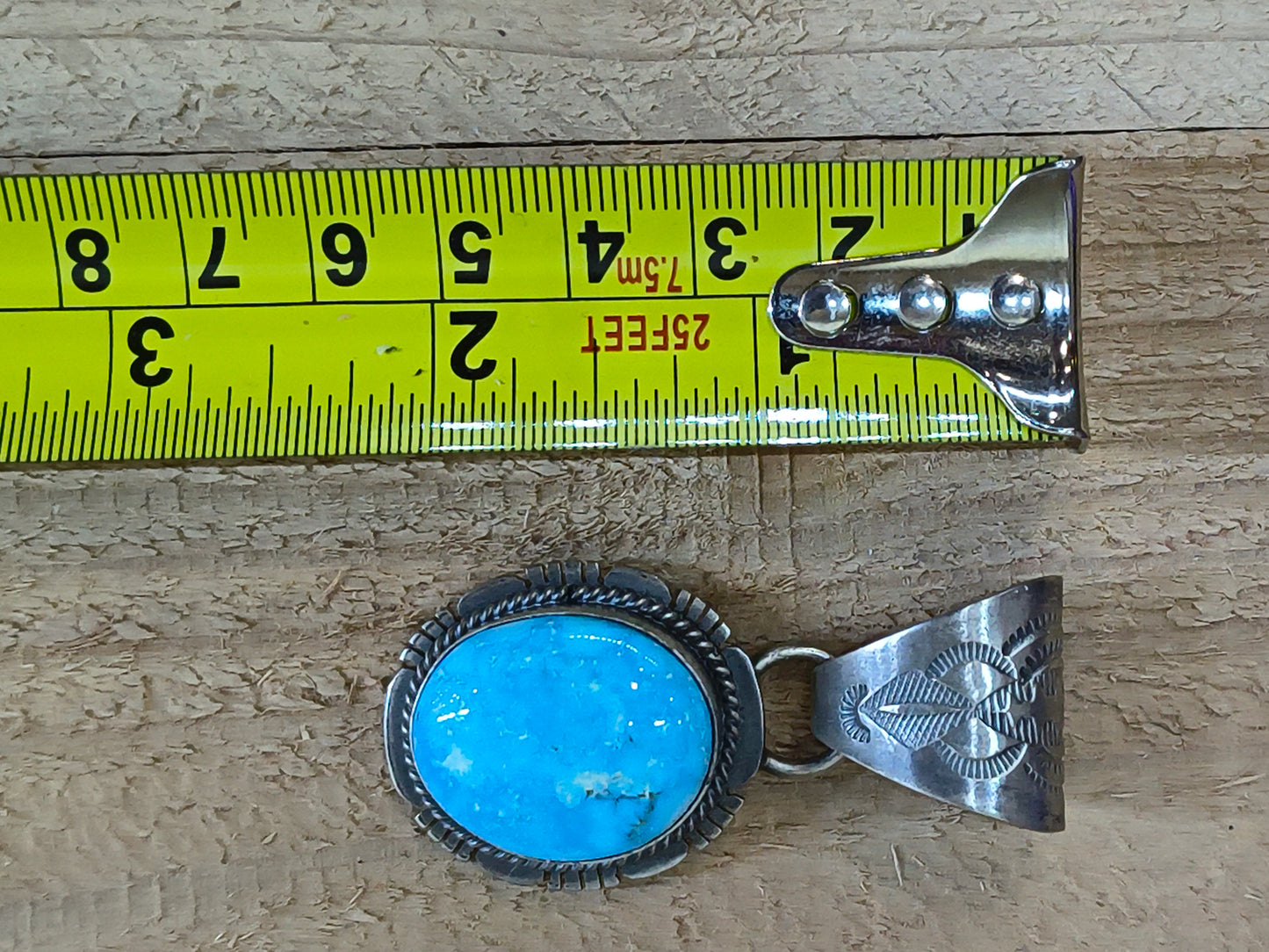 White Water Turquoise Pendant 11 mm Bail by John Nelson, Navajo
