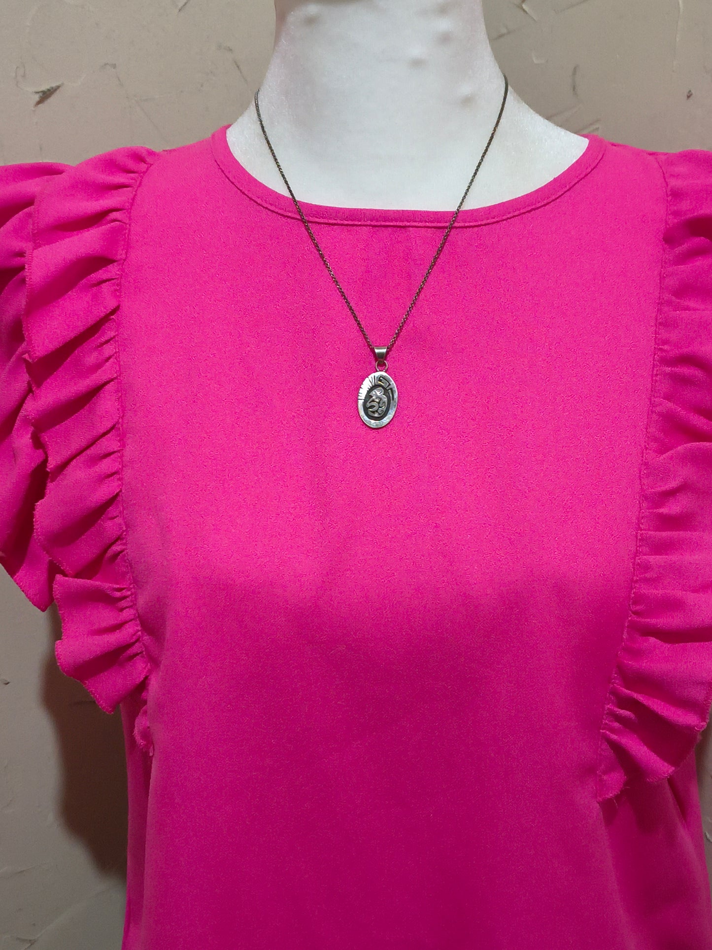 18" Sterling Silver Buffalo Necklace by Calvin Peterson, Navajo