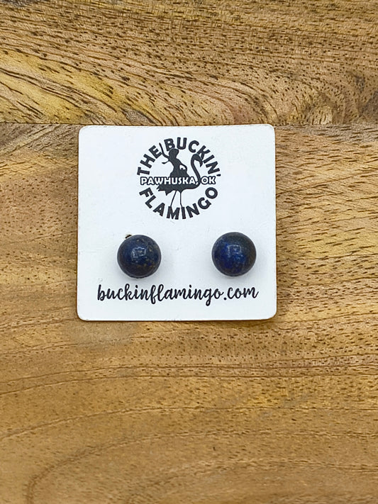 Denim Blue Lapis 8 mm Ball Earrings