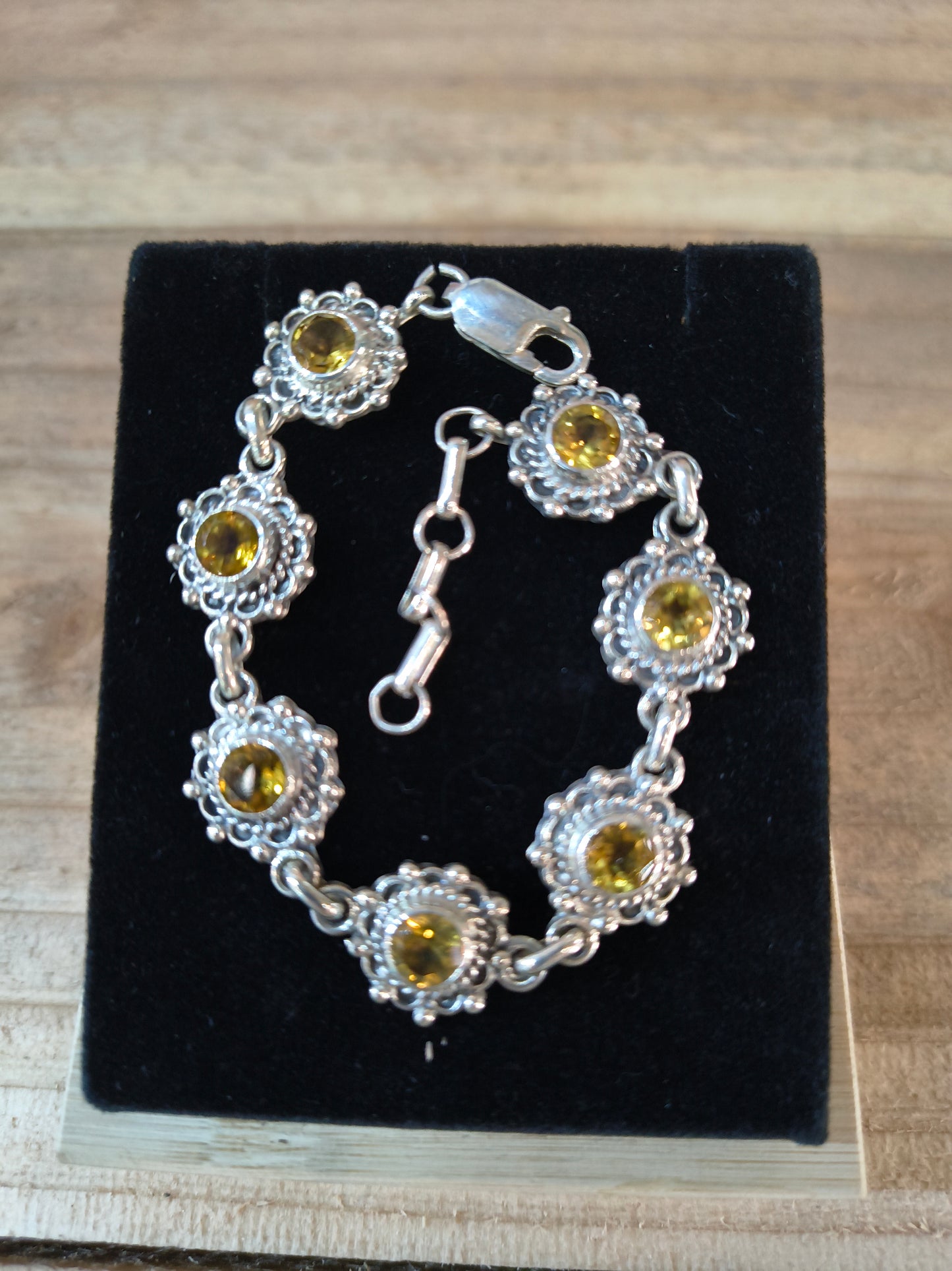 6"-7 1/4" Citrine Bracelet by Charlene Yazzie, Navajo