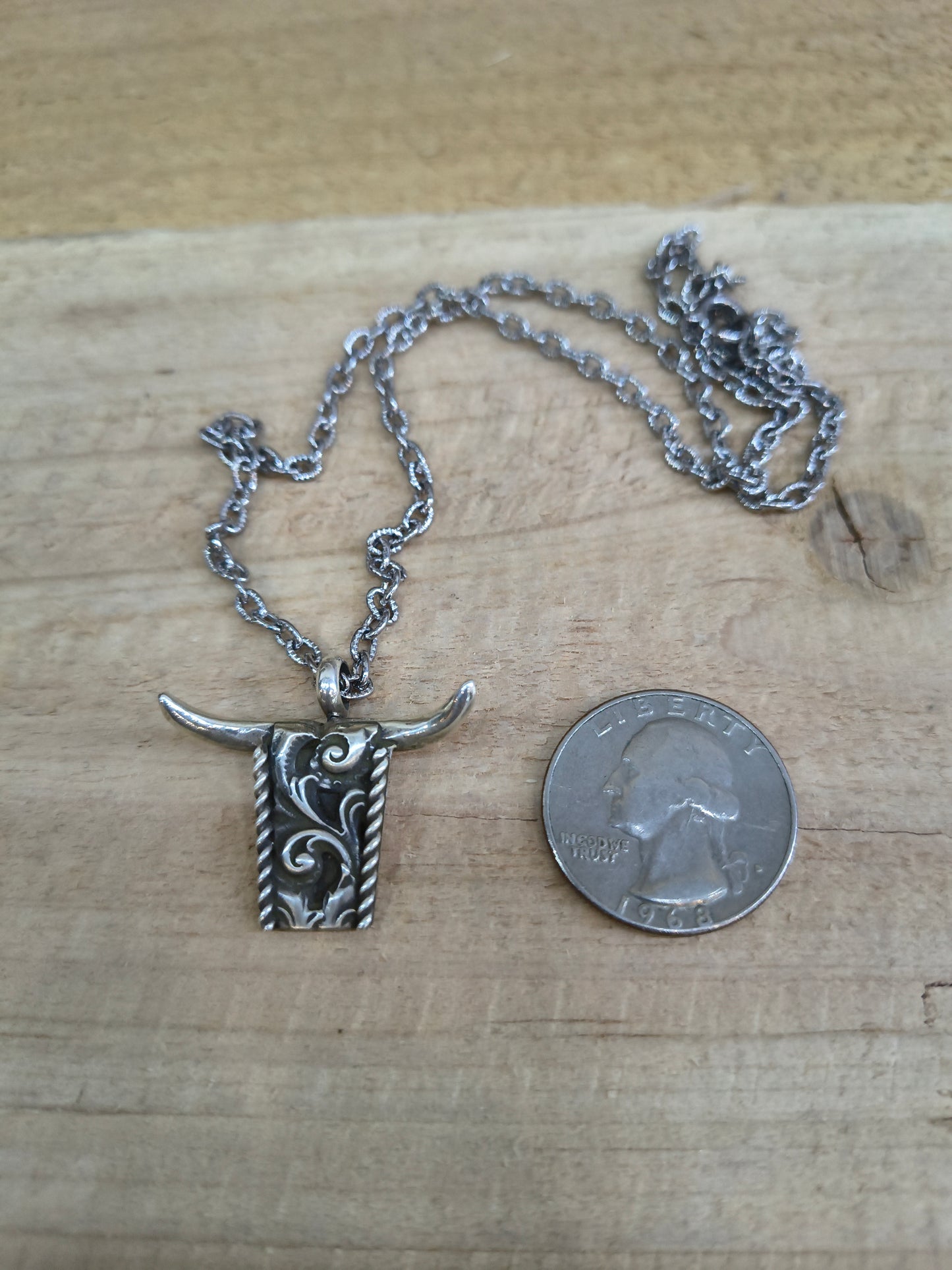 Steer Head on 18" Necklace by James Begay, Jr., Navajo