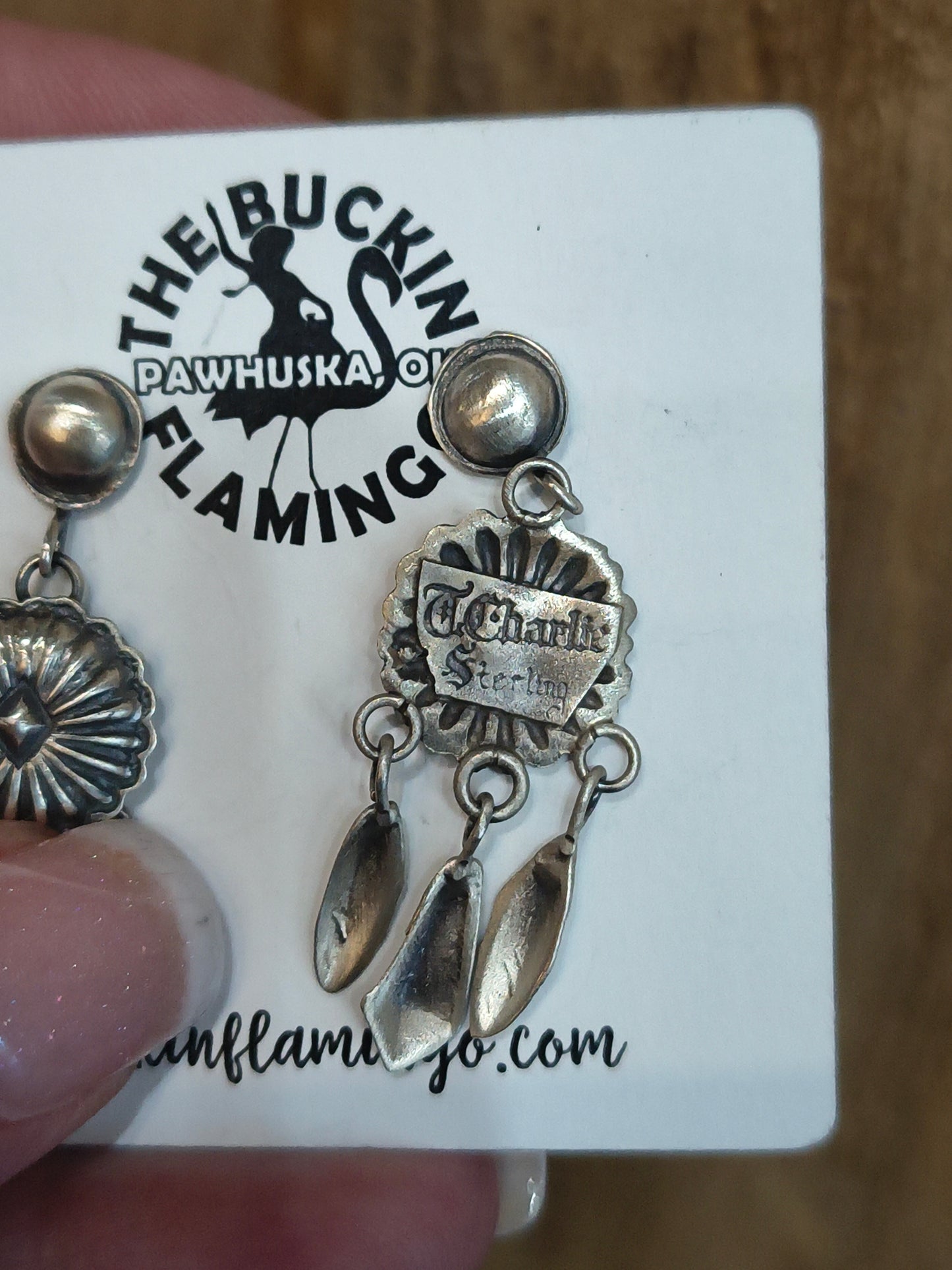 Concho Dream Catcher Post Earrings by Terry Charlie, Navajo
