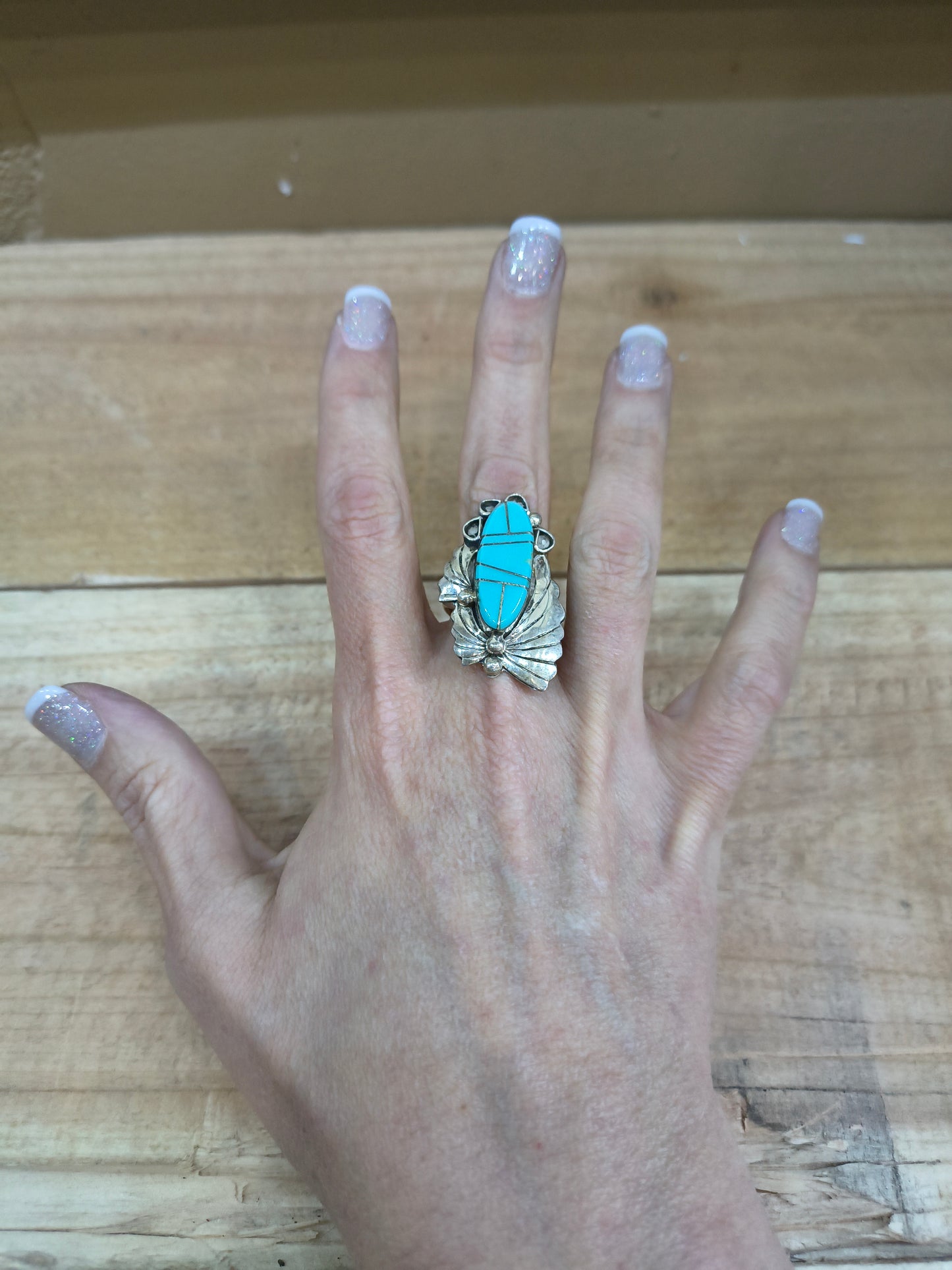 9.0 Inlay Sleeping Beauty Turquoise Ring by JY