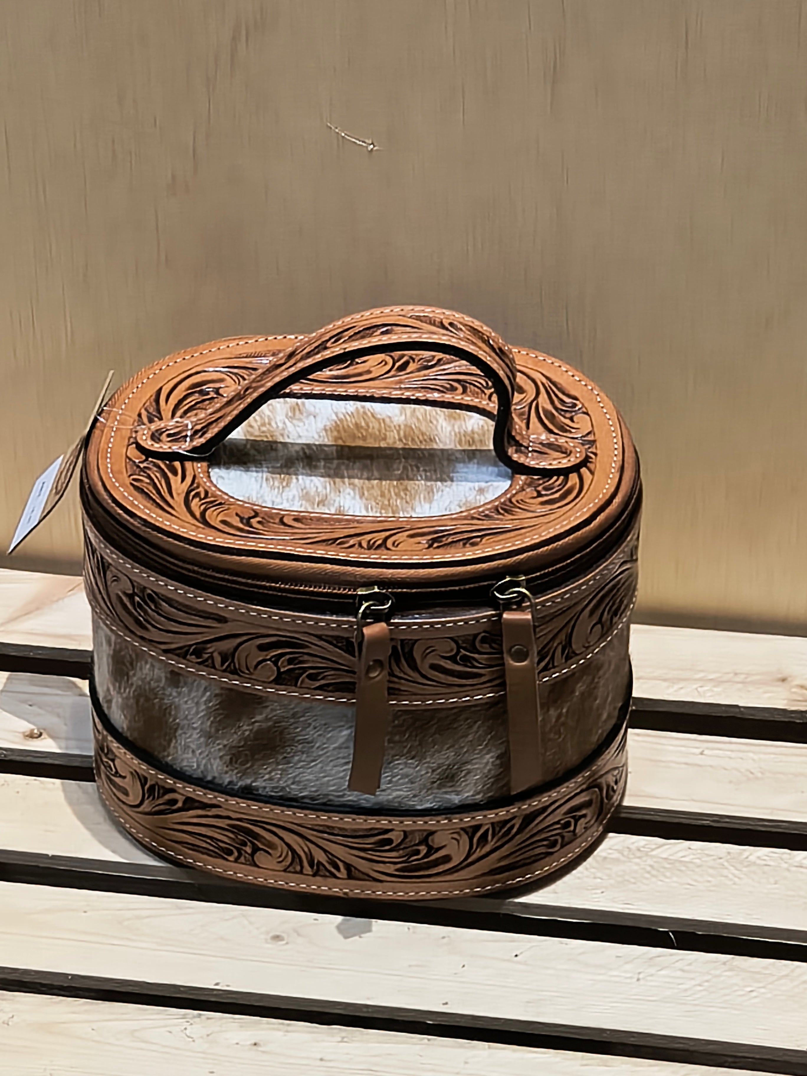 Small Round Tooled Cowhide Jewelry Box – Buckin' Flamingo