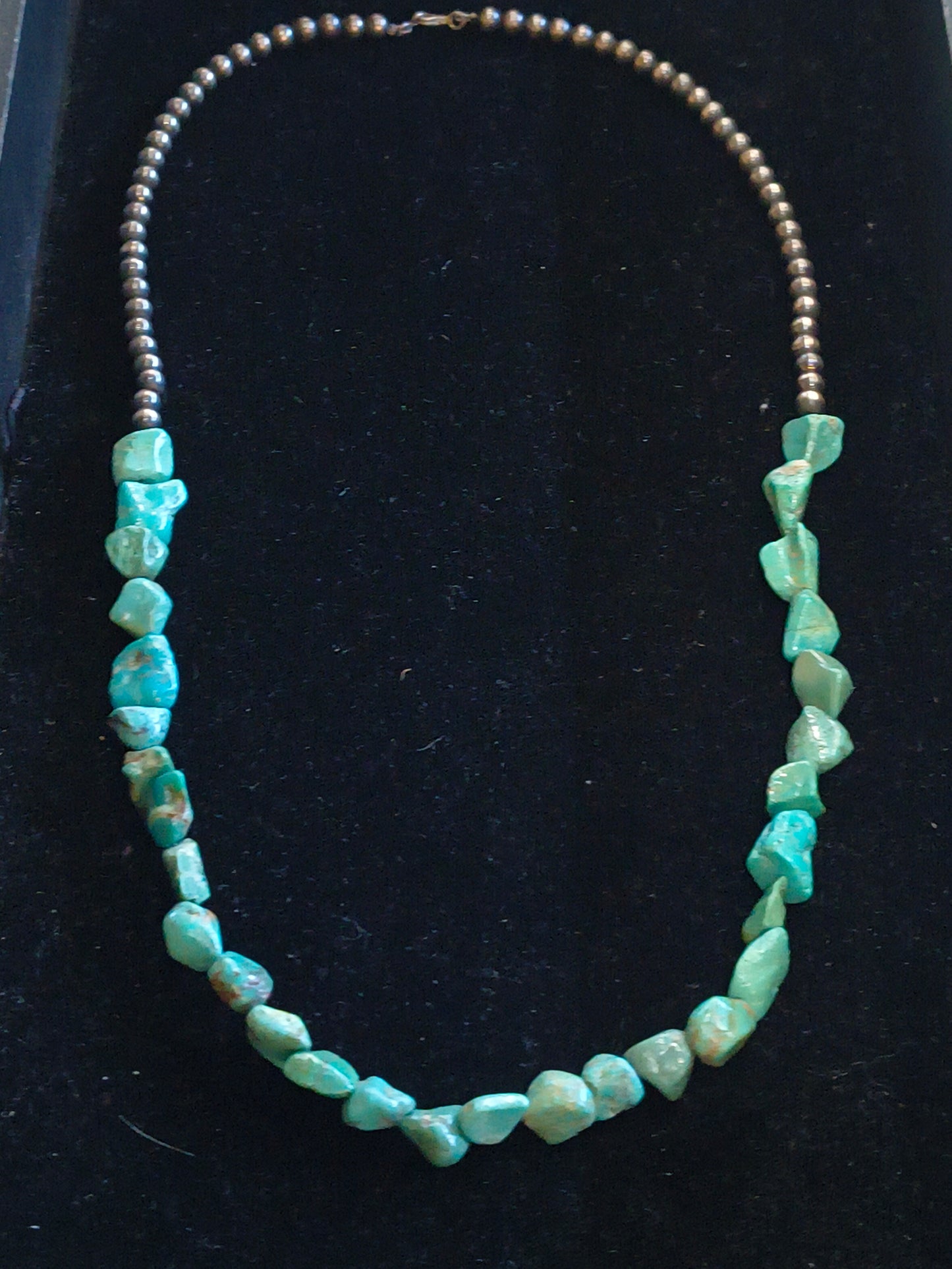 28" Royston Turquoise Nuggets and Navajo Style Pearls Necklace