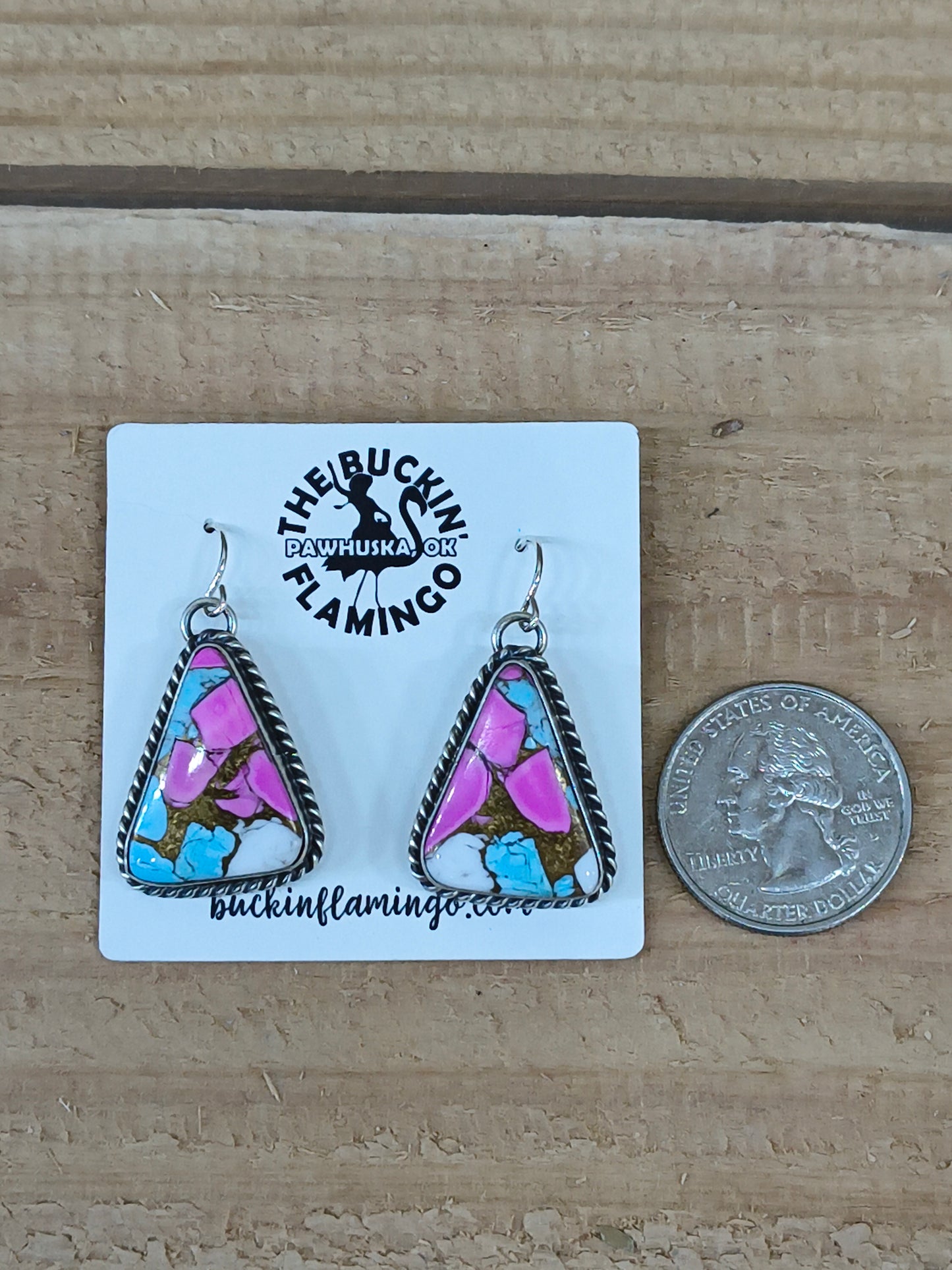 Cotton Candy Dangle Earrings by Chassity Belone, Navajo