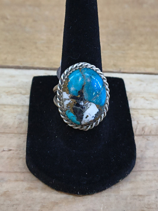 8.0 Kingman Krush Oval Ring by Clifton Davis, Navajo