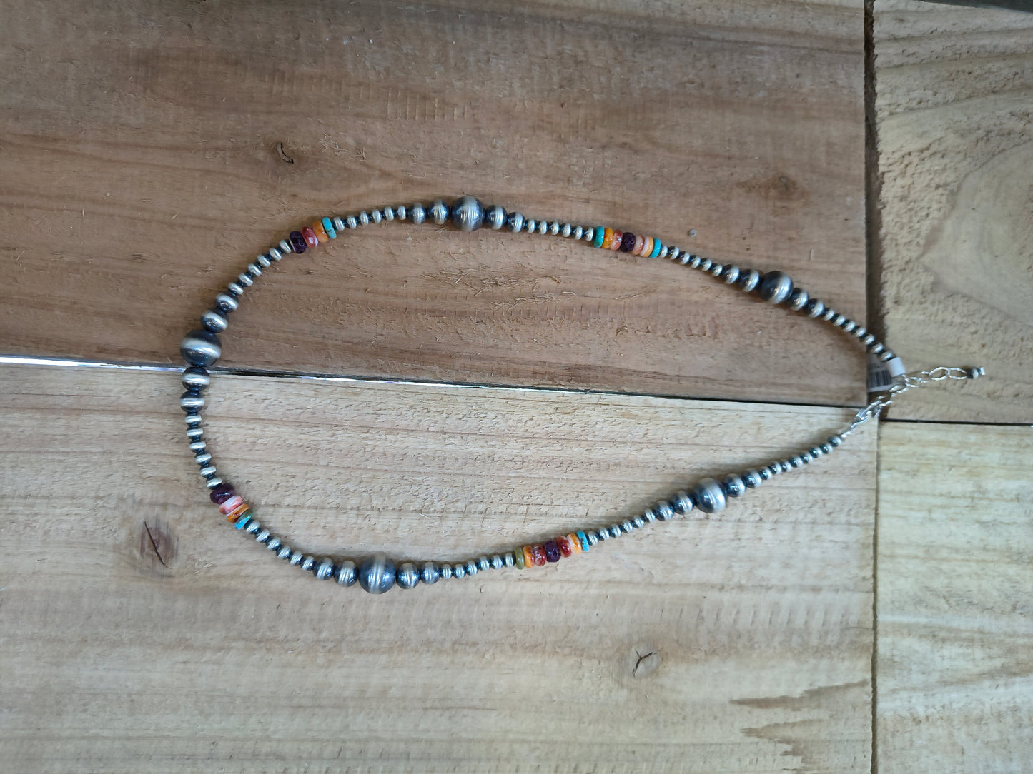 19''+ 1'' Extender 4mm-10mm Multi Stone Navajo Style Pearls