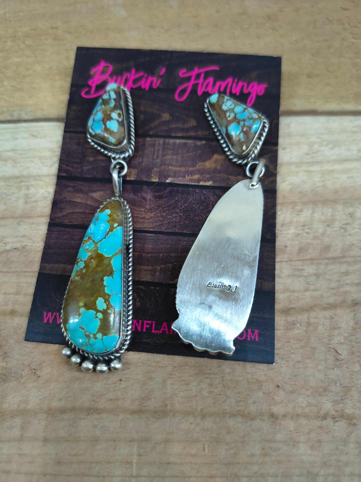 #8 Turquoise Two Stone Post Earrings by Judith Dixon, Navajo