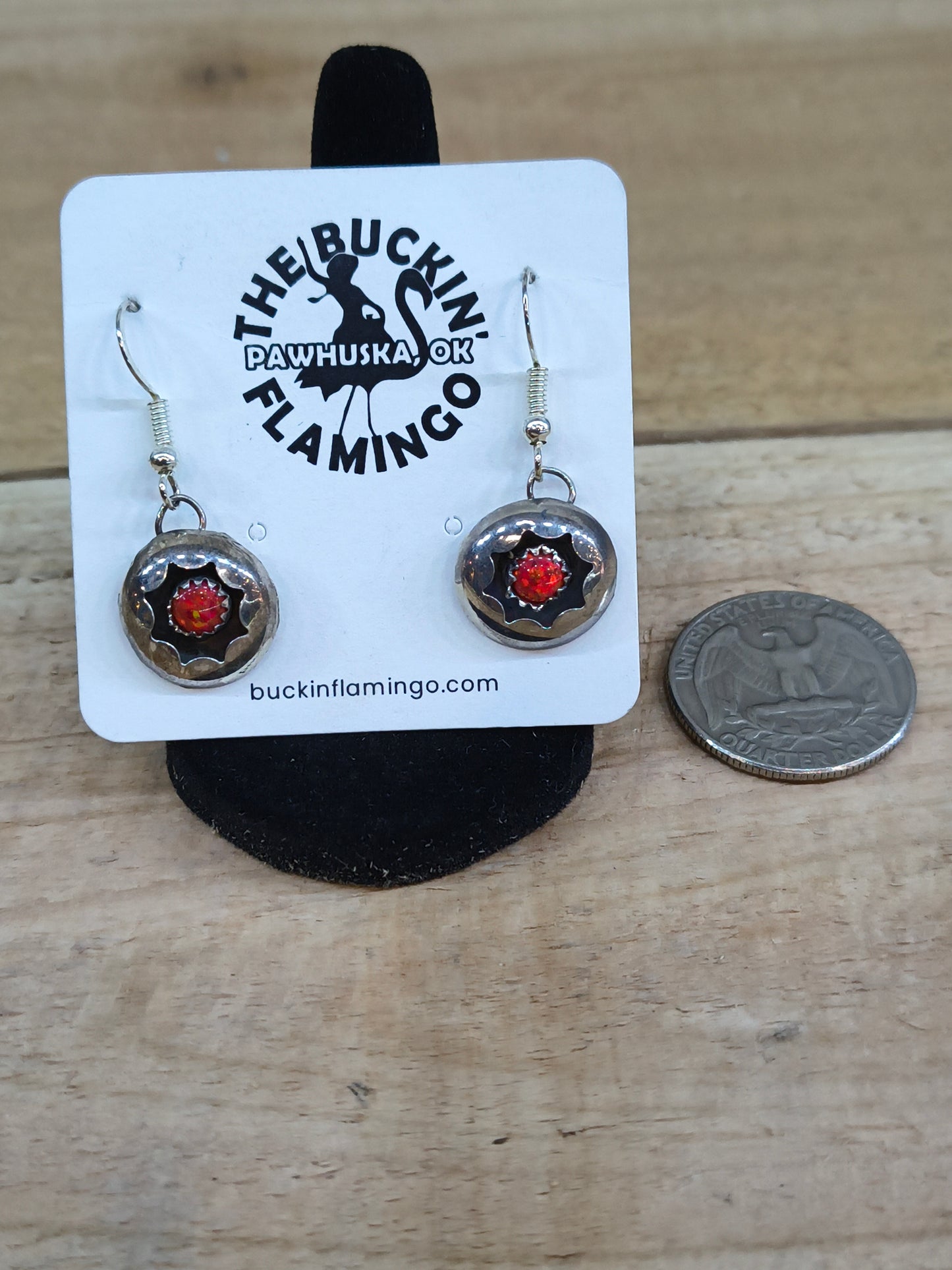Red Opal Shadowbox Dangle Earrings