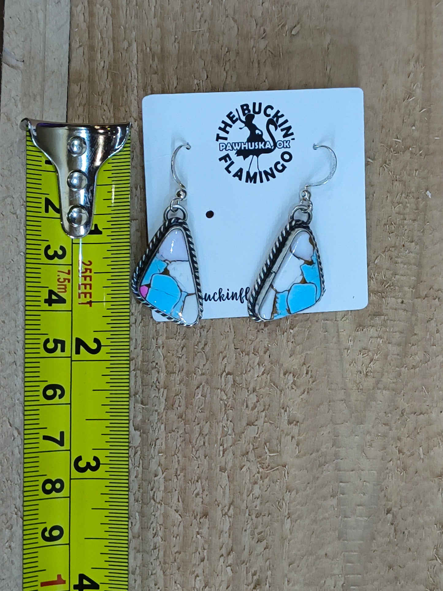 Cotton Candy Dangle Earrings by Chassity Belone, Navajo