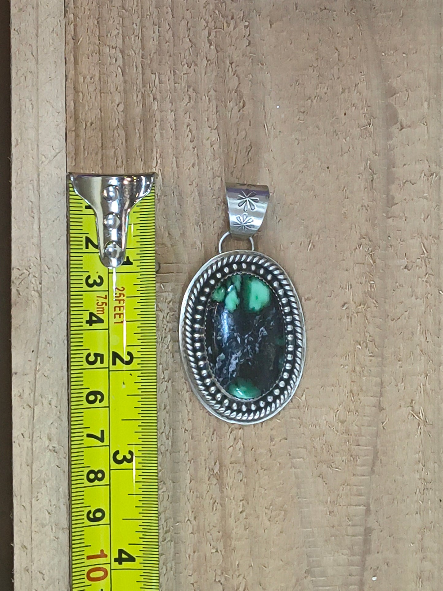 11.2mm Bail Emerald Rose Variscite Pendant by Kevin Begay, Navajo