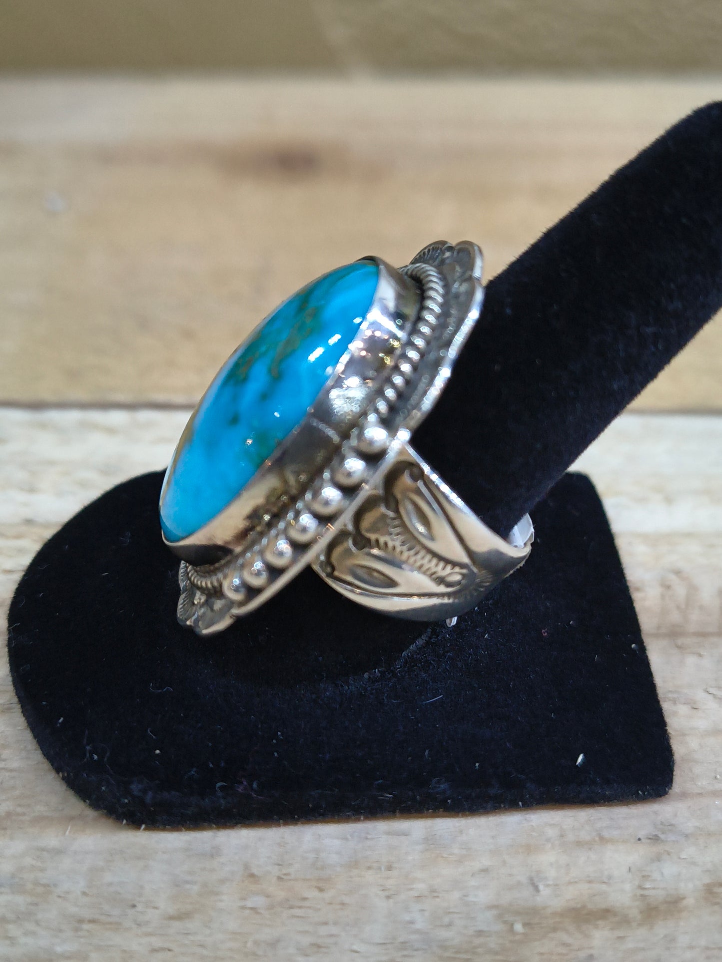7.5 Kingman Turquoise Ring by Gilbert Platero, Navajo