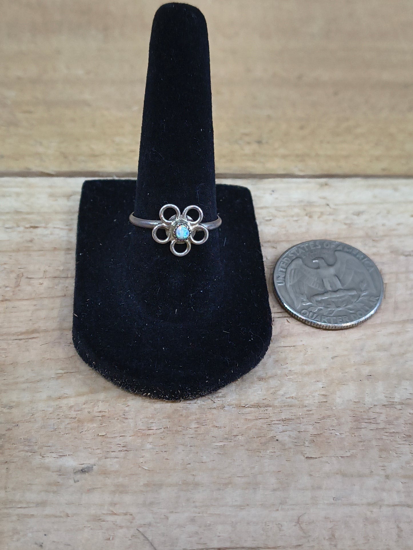 7.0 Tiny Opal Flower Ring