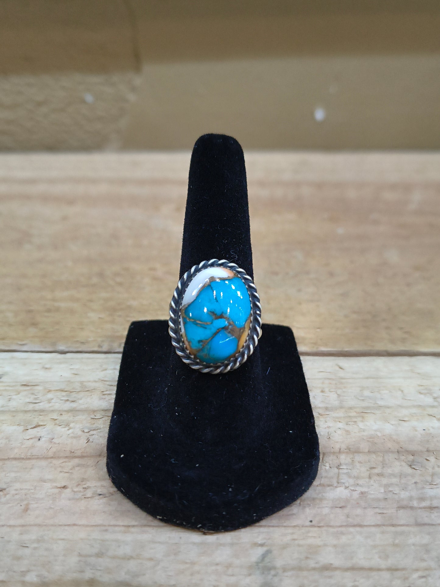 6.0 Spiny Turquoise Ring, Navajo Made