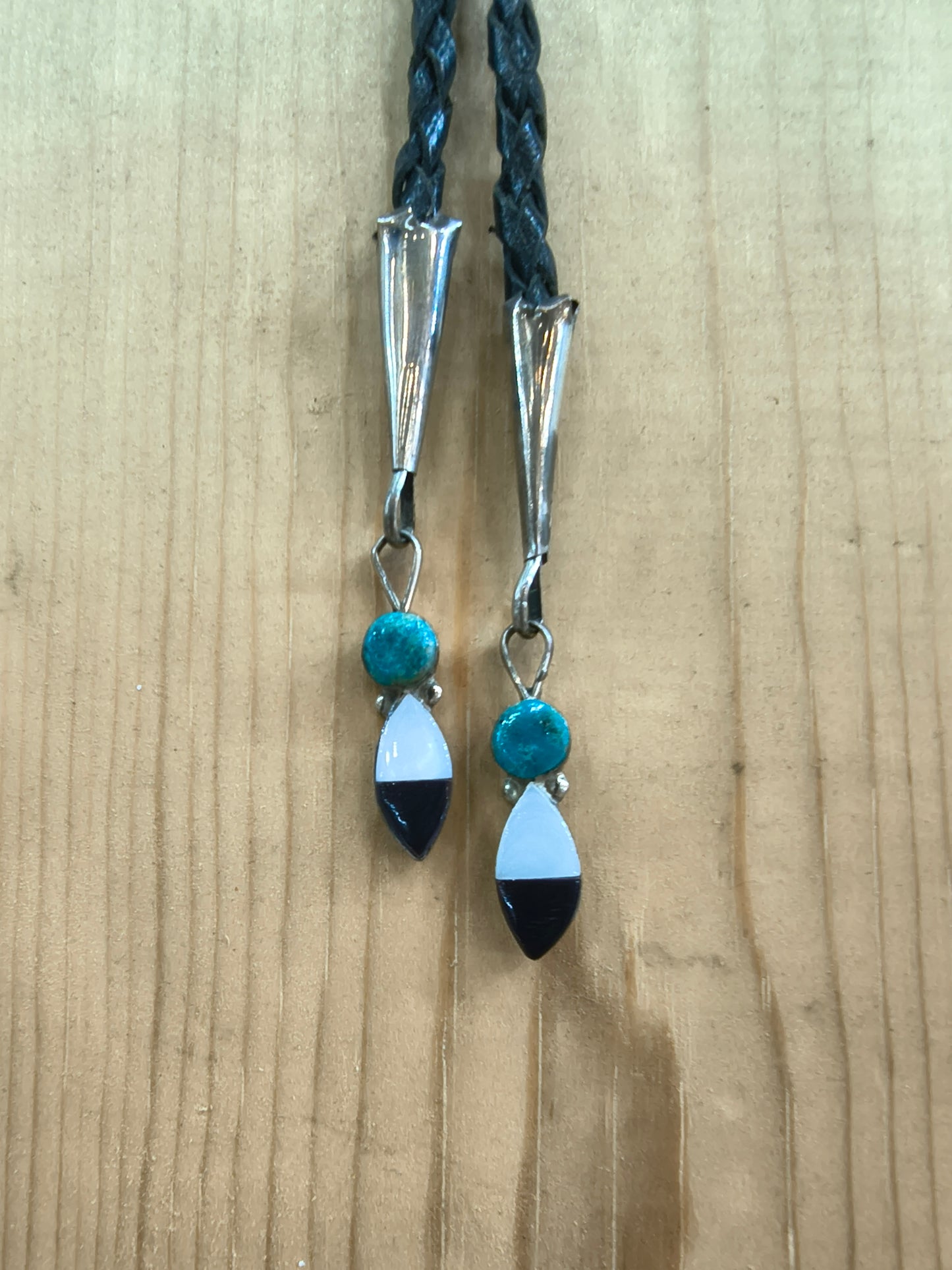 Inlay Drummer Black Bolo by Johnathan Beyuik - Zuni