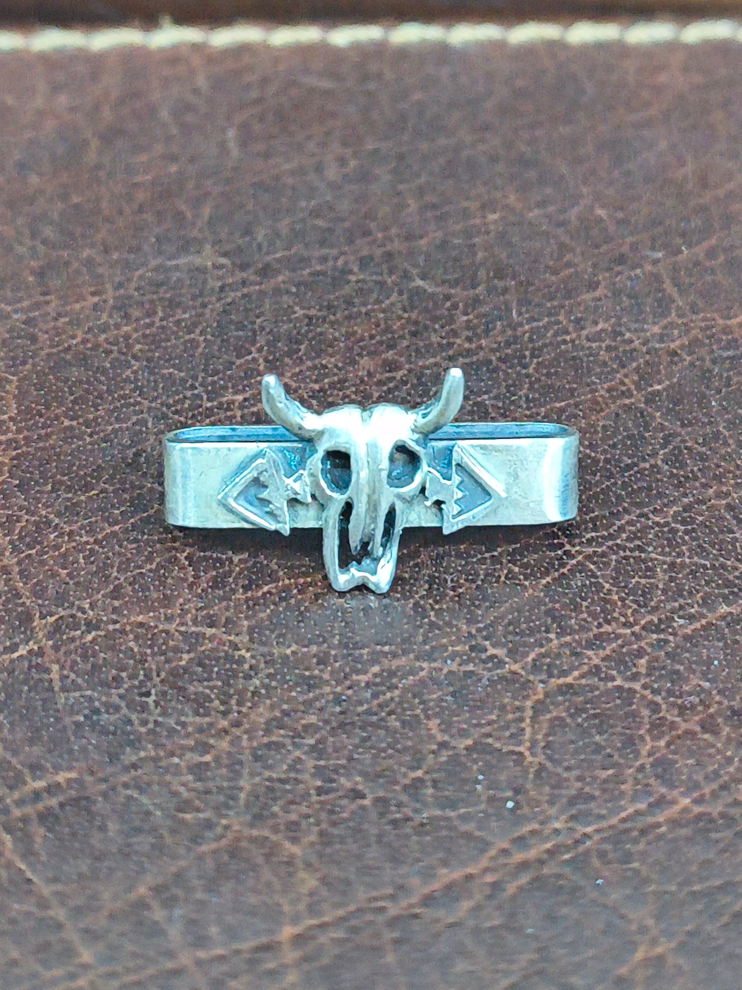 20.2mm Sterling Silver Steer Head Skull Watch Charm by David Lopez, Navajo