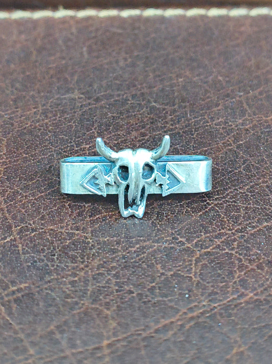 20.2mm Sterling Silver Steer Head Skull Watch Charm by David Lopez, Navajo