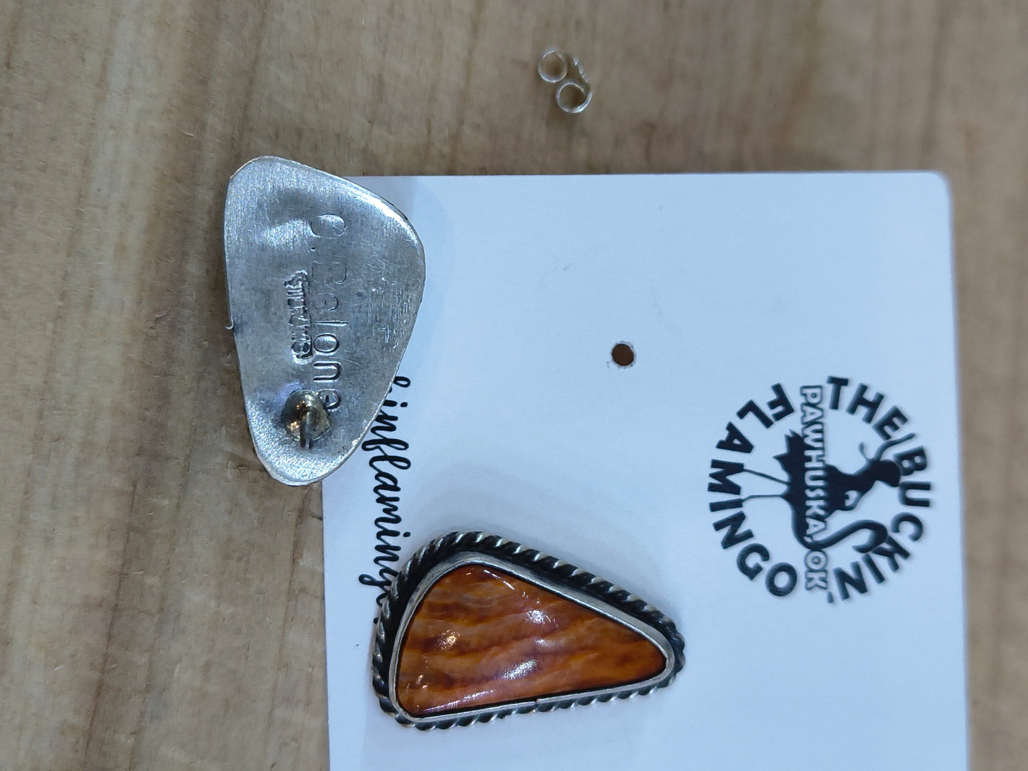 Spiny Oyster Shell Post Earrings by Chassity Belone, Navajo