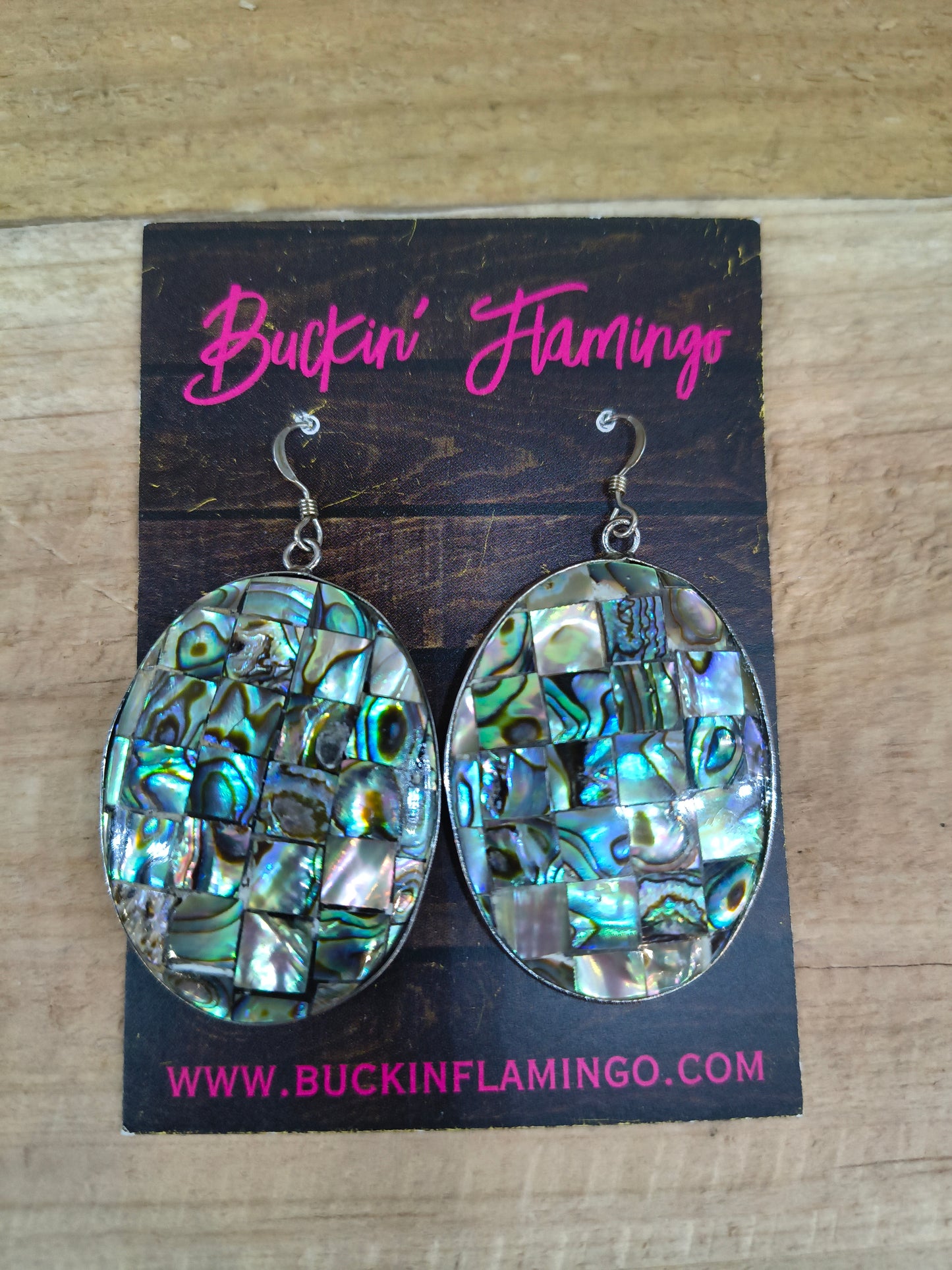 Abalone Inlay Double Sided Oval Hook Earrings