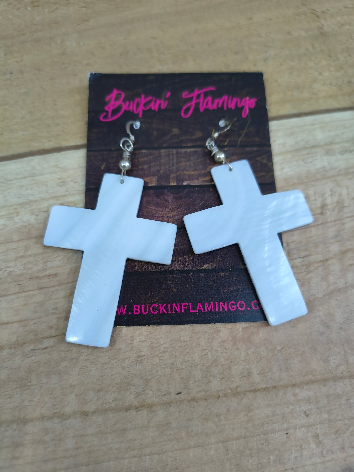 Abalone Cross Inlay Hook Earrings