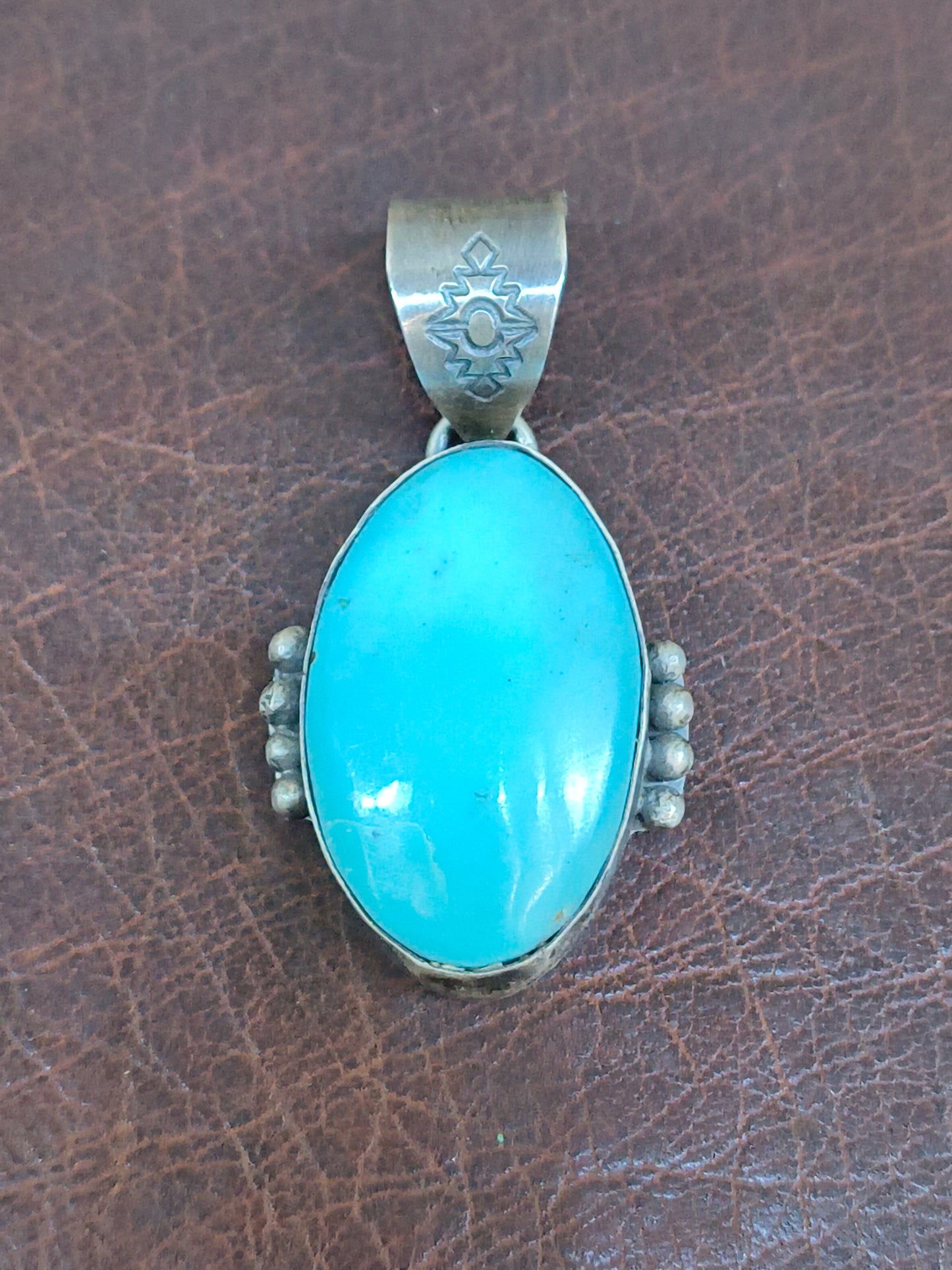 Turquoise Oval Pendant 11mm Bail by Steven Nez, Navajo