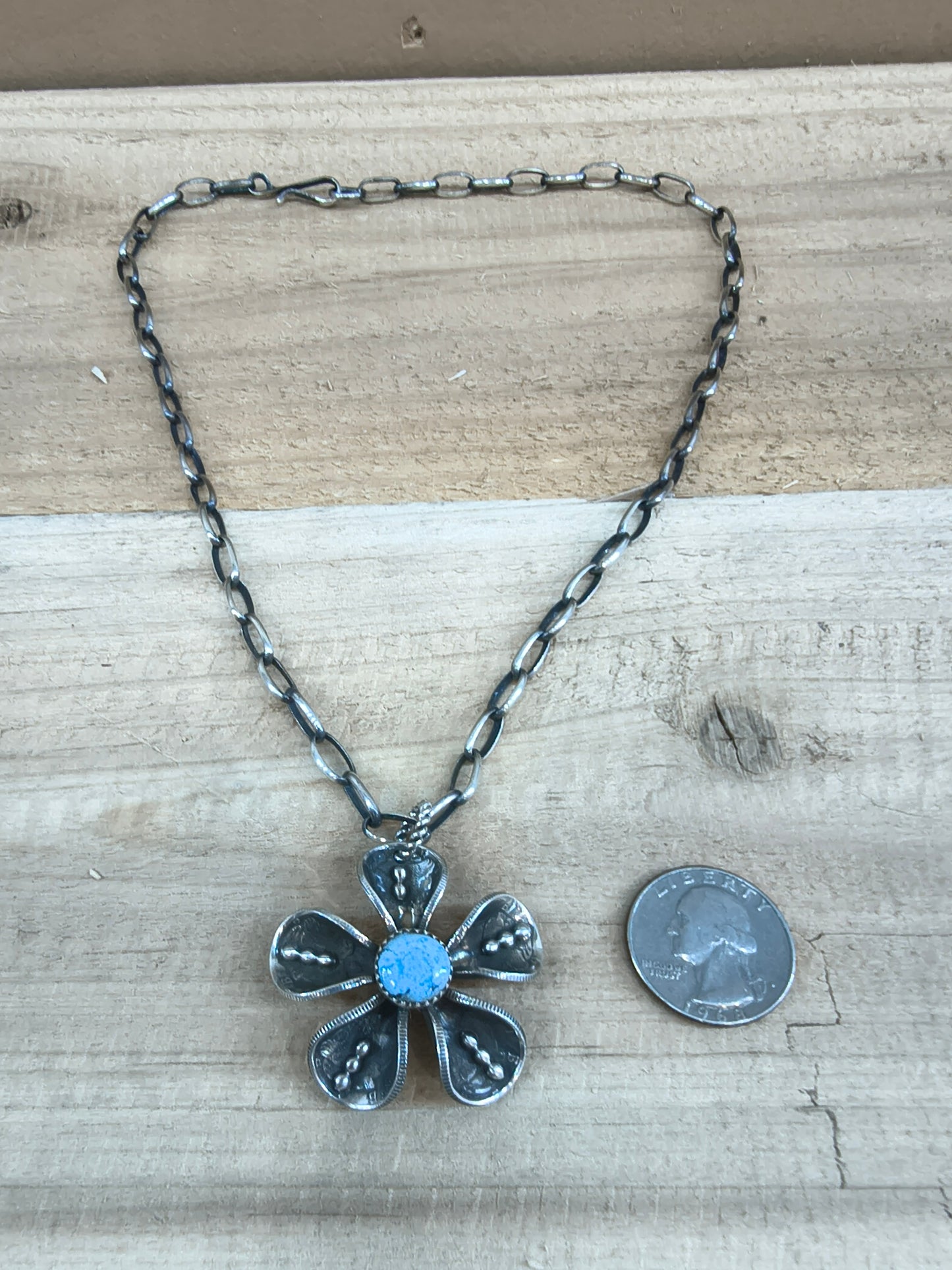 Golden Hills Mercury Dime 20" Paperclip Necklace by James Begay, Jr., Navajo